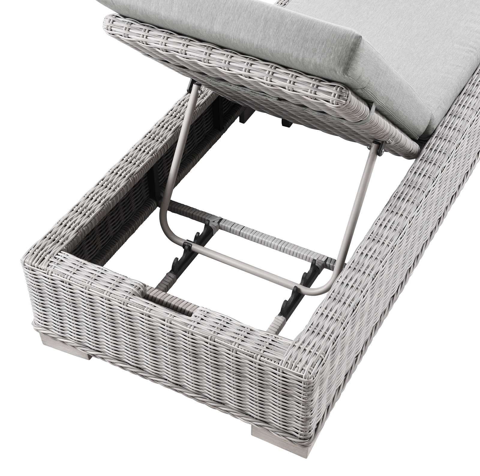 Modway Outdoor Loungers - Conway Outdoor Patio Wicker Rattan Chaise Lounge Light Gray