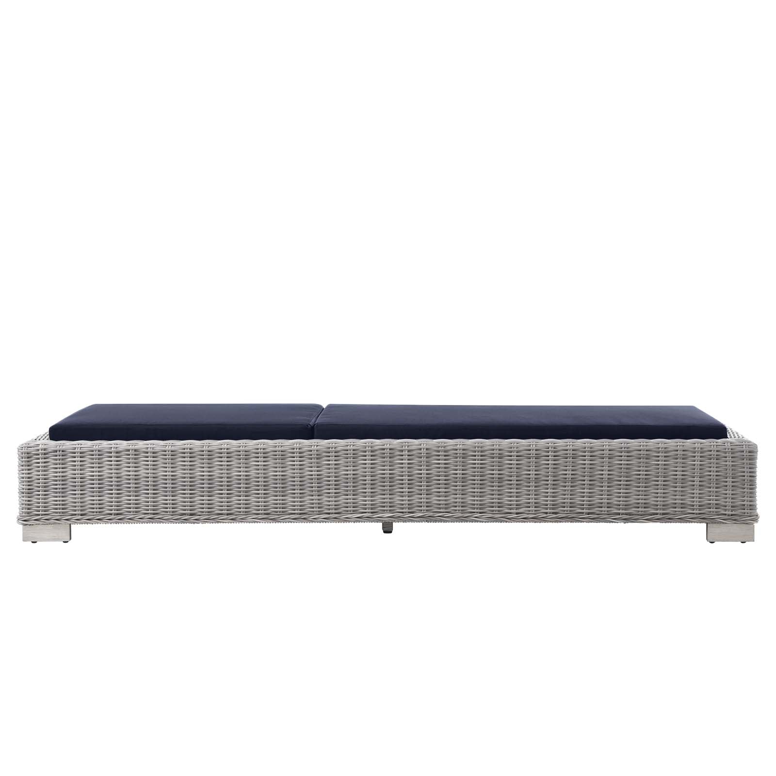 Modway Outdoor Loungers - Conway Outdoor Patio Wicker Rattan Chaise Lounge Light Gray Navy