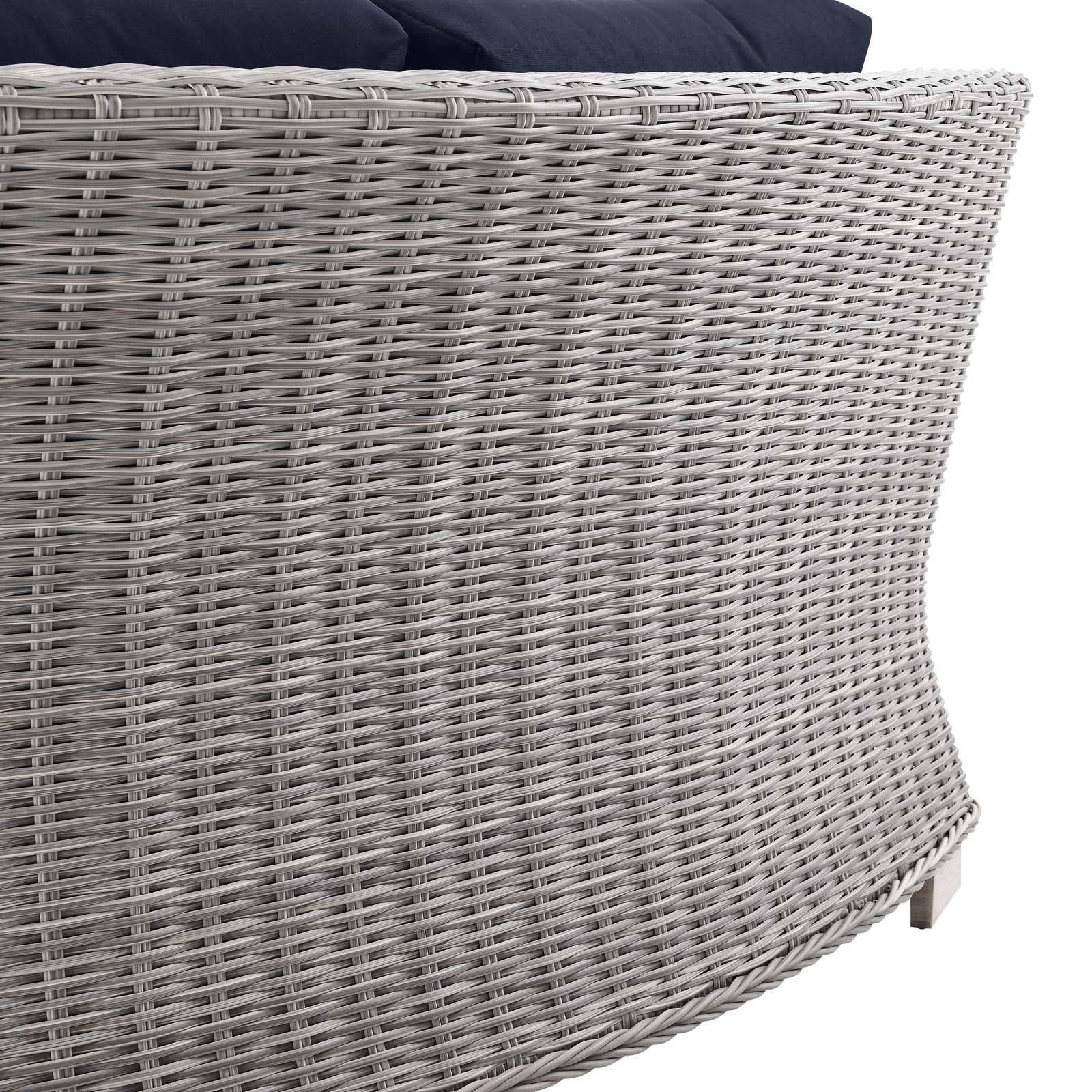 Modway Outdoor Chairs - Conway Outdoor Patio Wicker Rattan Round Corner Chair Light Gray Navy