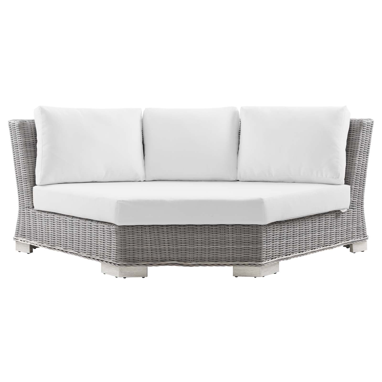 Modway Outdoor Chairs - Conway Outdoor Patio Wicker Rattan Round Corner Chair Light Gray White