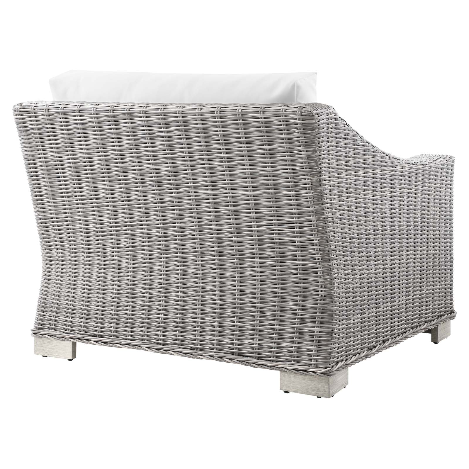 Modway Outdoor Chairs - Conway Outdoor Patio Wicker Rattan Left-Arm Chair Light Gray White