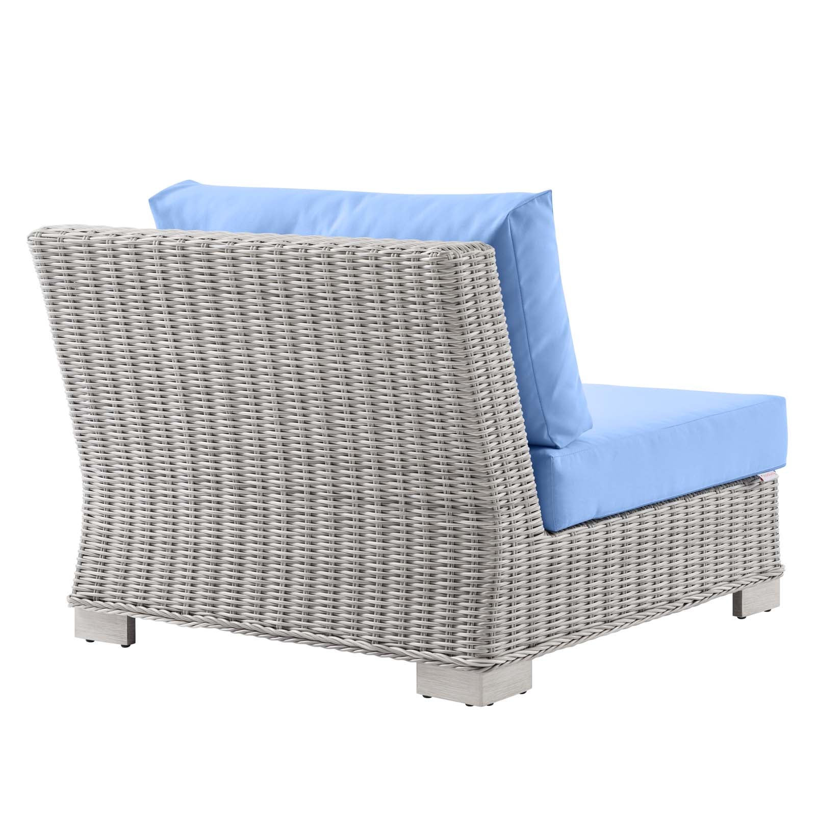 Modway Outdoor Chairs - Conway Outdoor Patio Wicker Rattan Right-Arm Chair Light Gray Light Blue