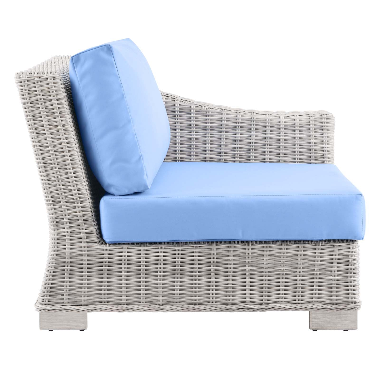 Modway Outdoor Chairs - Conway Outdoor Patio Wicker Rattan Right-Arm Chair Light Gray Light Blue