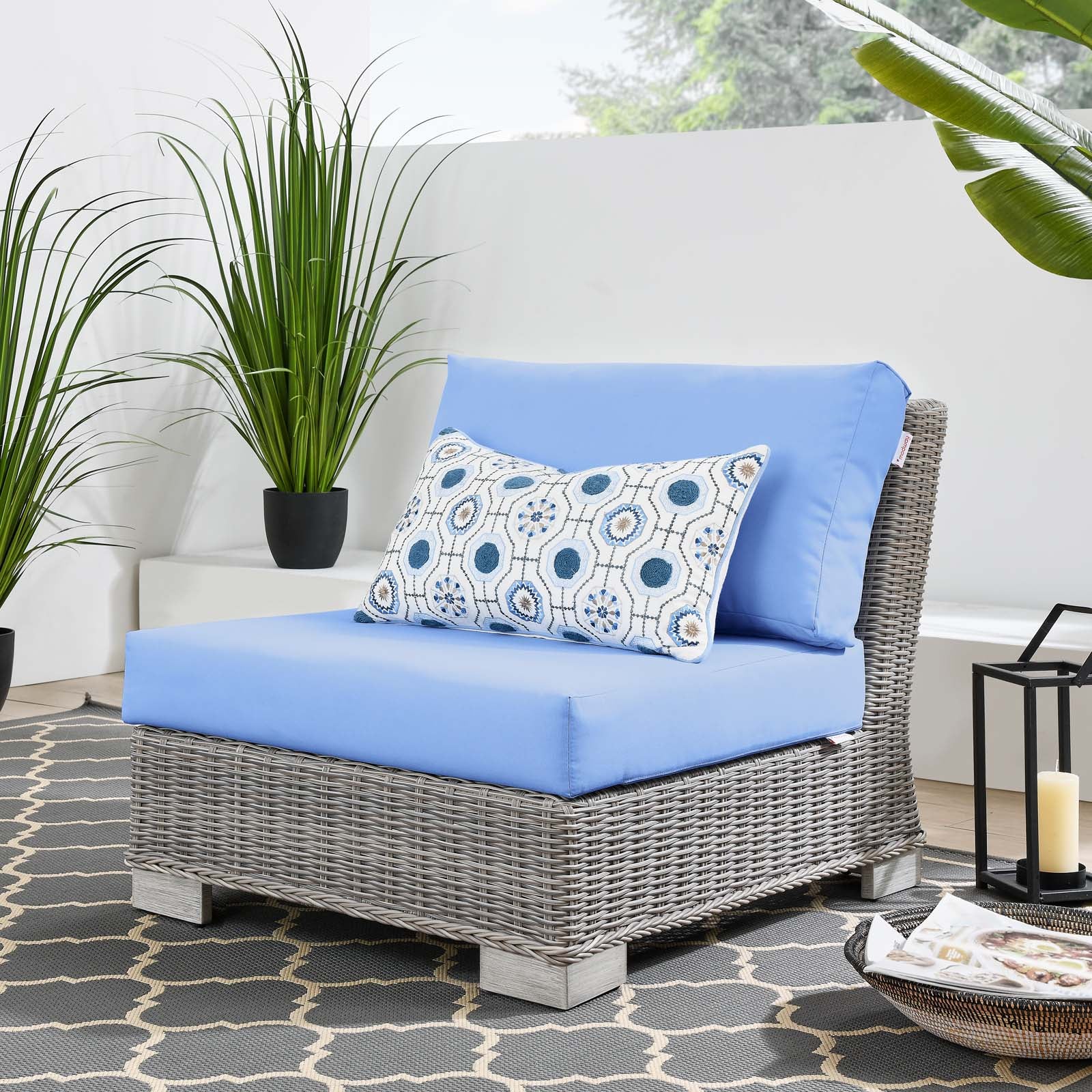 Blue best sale wicker chairs