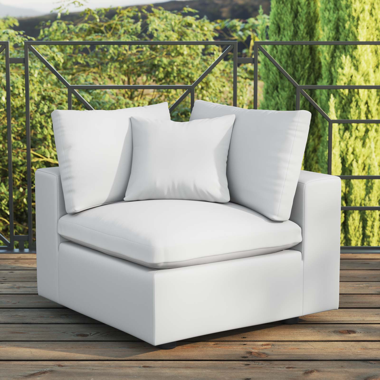 Modway Outdoor Chairs - Commix Overstuffed Outdoor Patio Corner Chair White