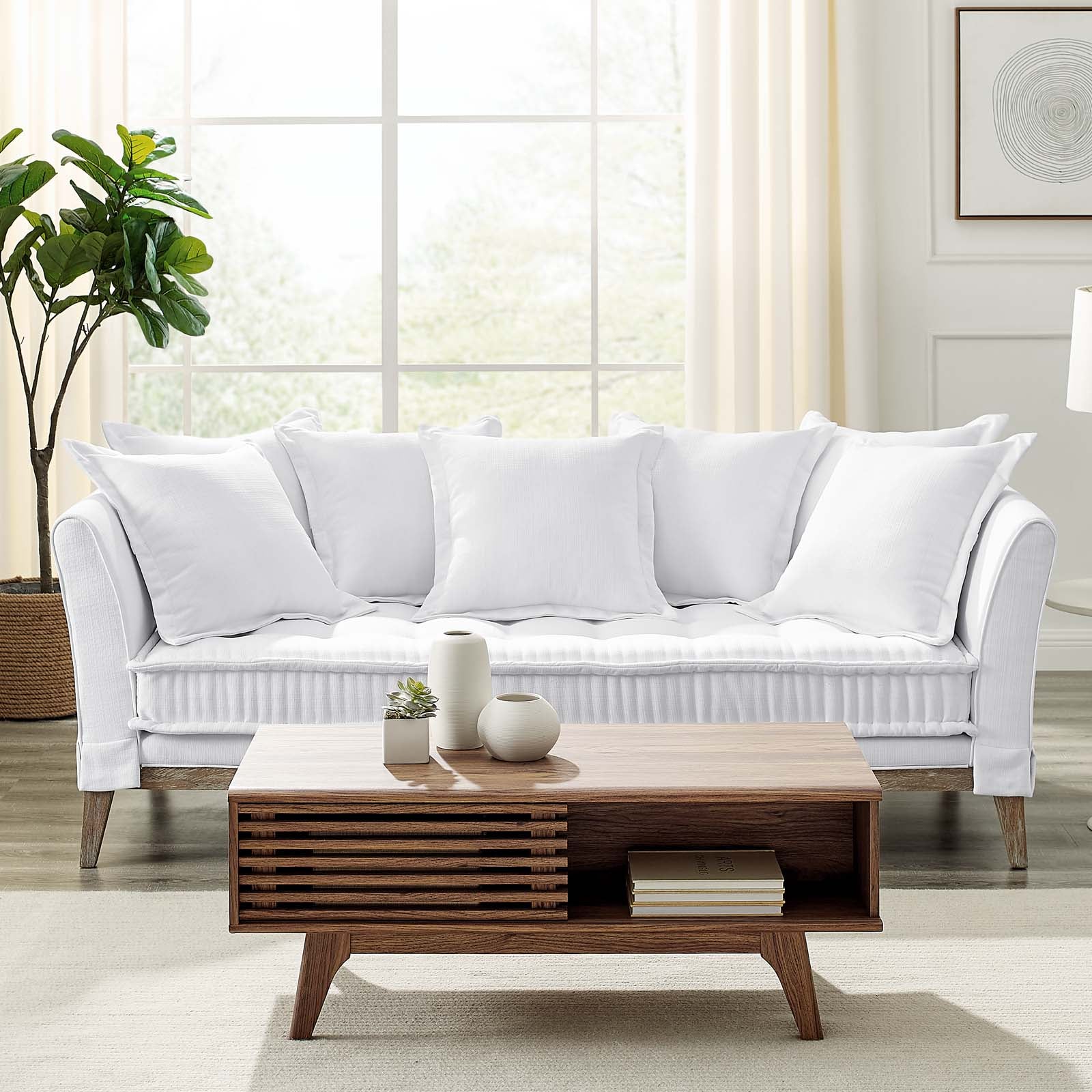 Modway Sofas & Couches - Rowan-Fabric-Sofa-White