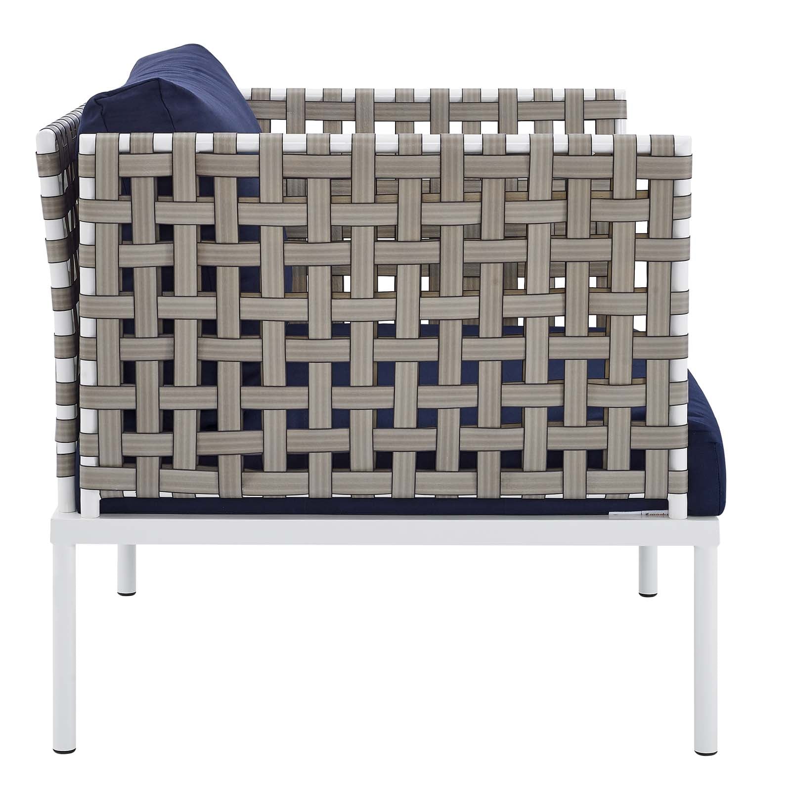 Modway Outdoor Conversation Sets - Harmony 10 Piece Sunbrella Basket Weave Outdoor Patio Aluminum Sectional Sofa Set Tan Navy