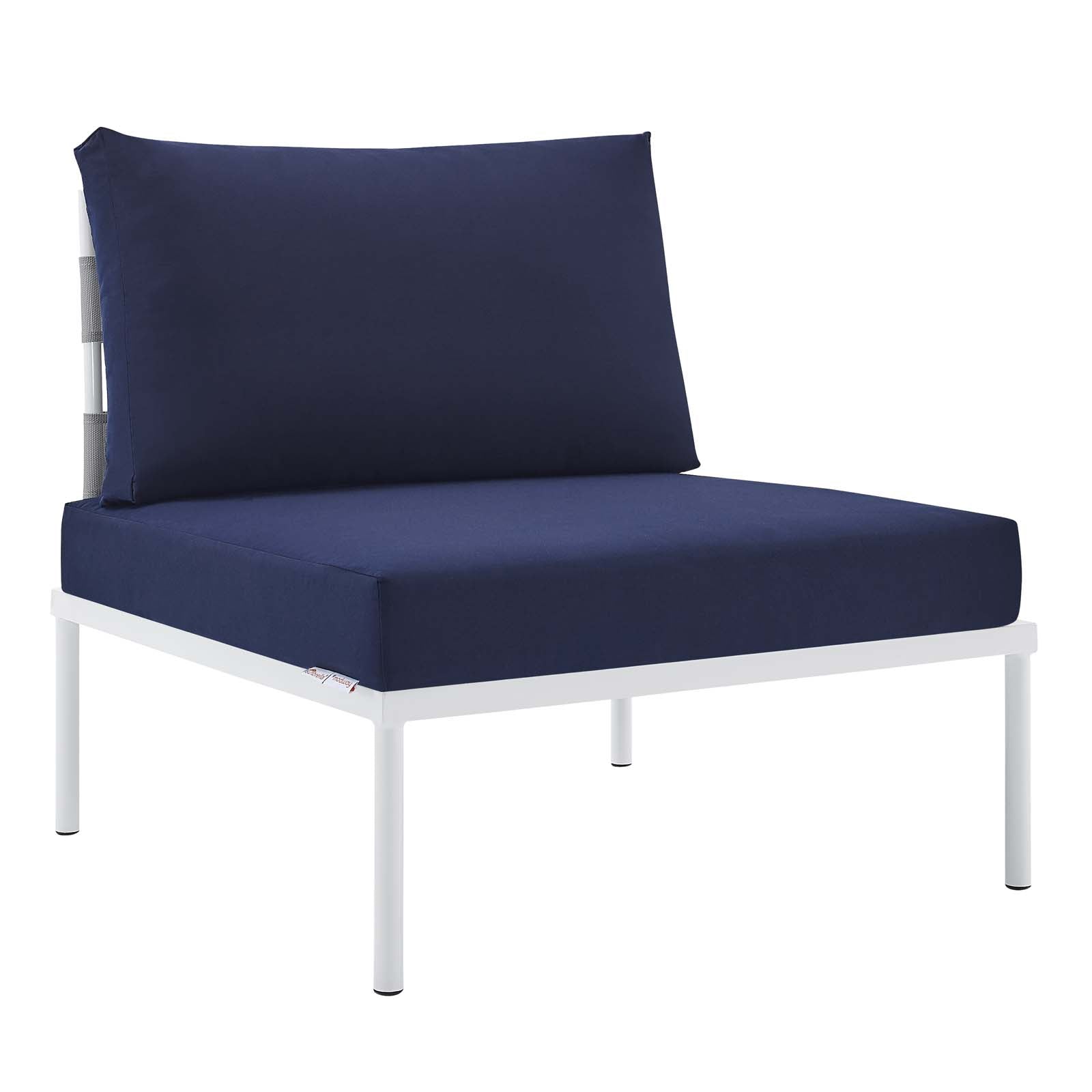 Modway Outdoor Chairs - Harmony Sunbrella Outdoor Patio Aluminum Armless Chair Gray Navy