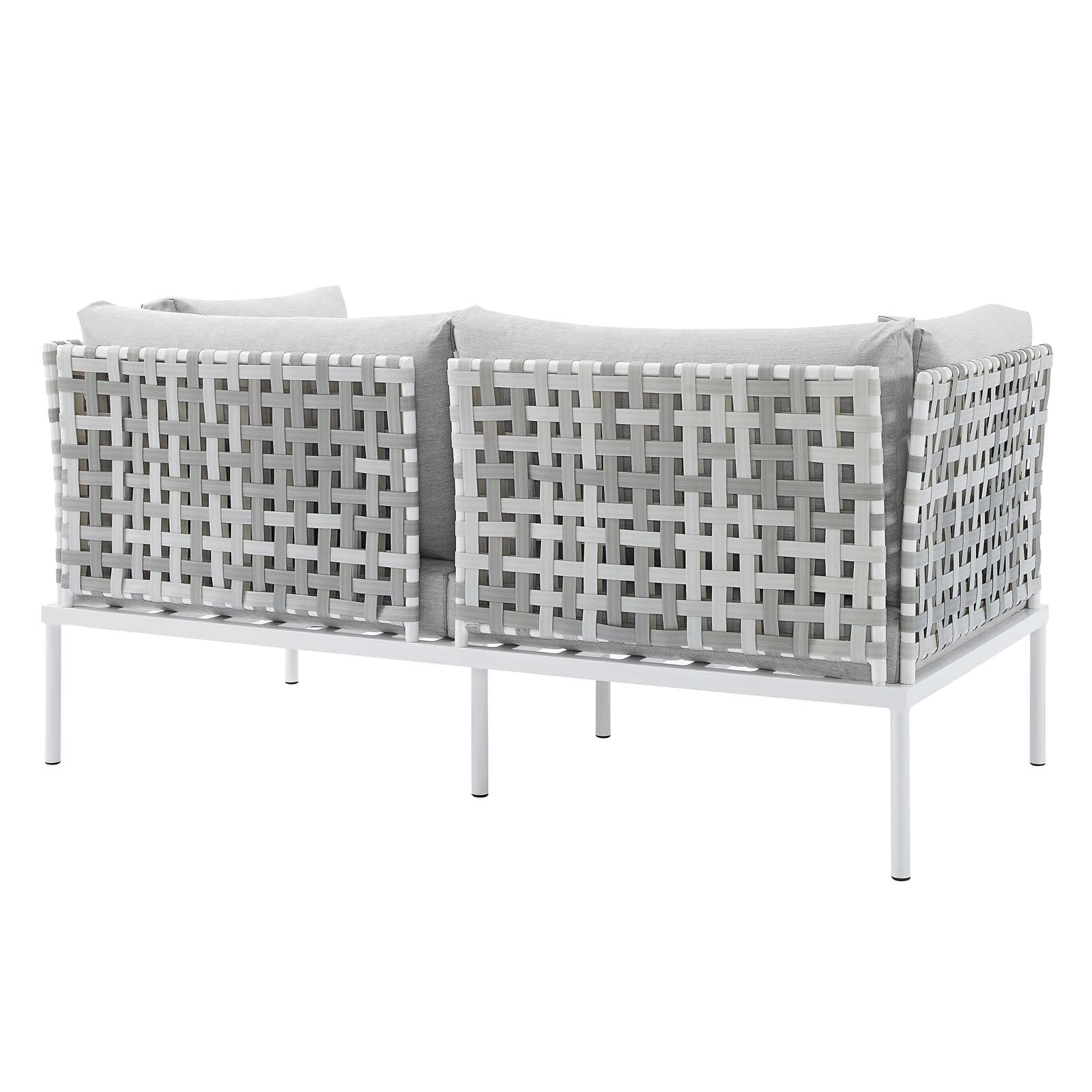 Modway Outdoor Sofas - Harmony Sunbrella Basket Weave Outdoor Patio Aluminum Loveseat Taupe Gray