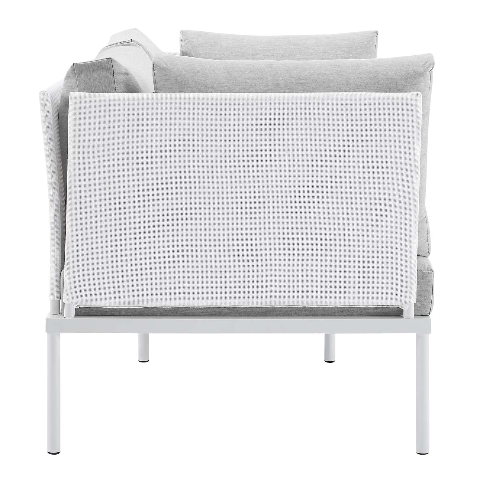 Modway Outdoor Sofas - Harmony Sunbrella Outdoor Patio Aluminum Loveseat White Gray