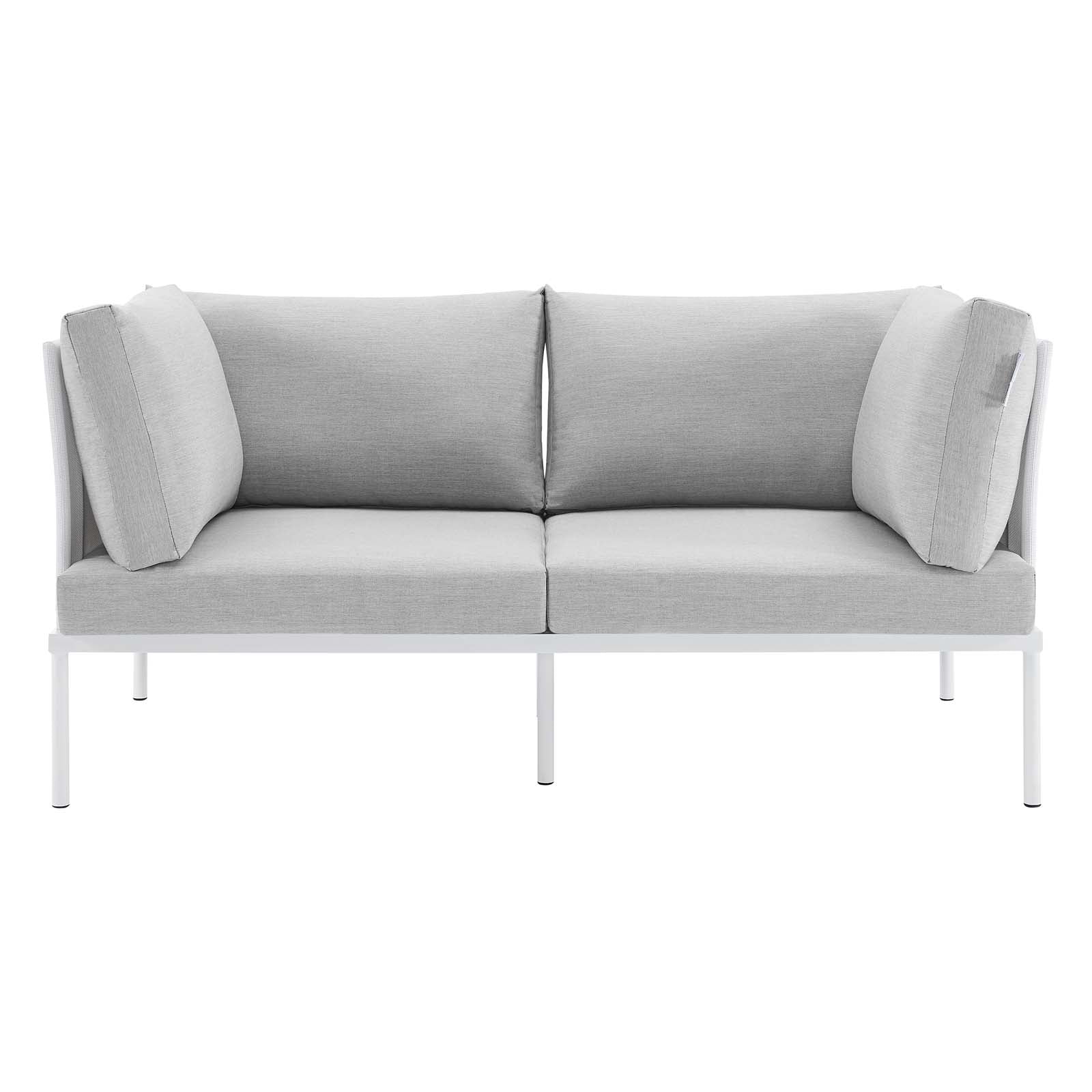 Modway Outdoor Sofas - Harmony Sunbrella Outdoor Patio Aluminum Loveseat White Gray