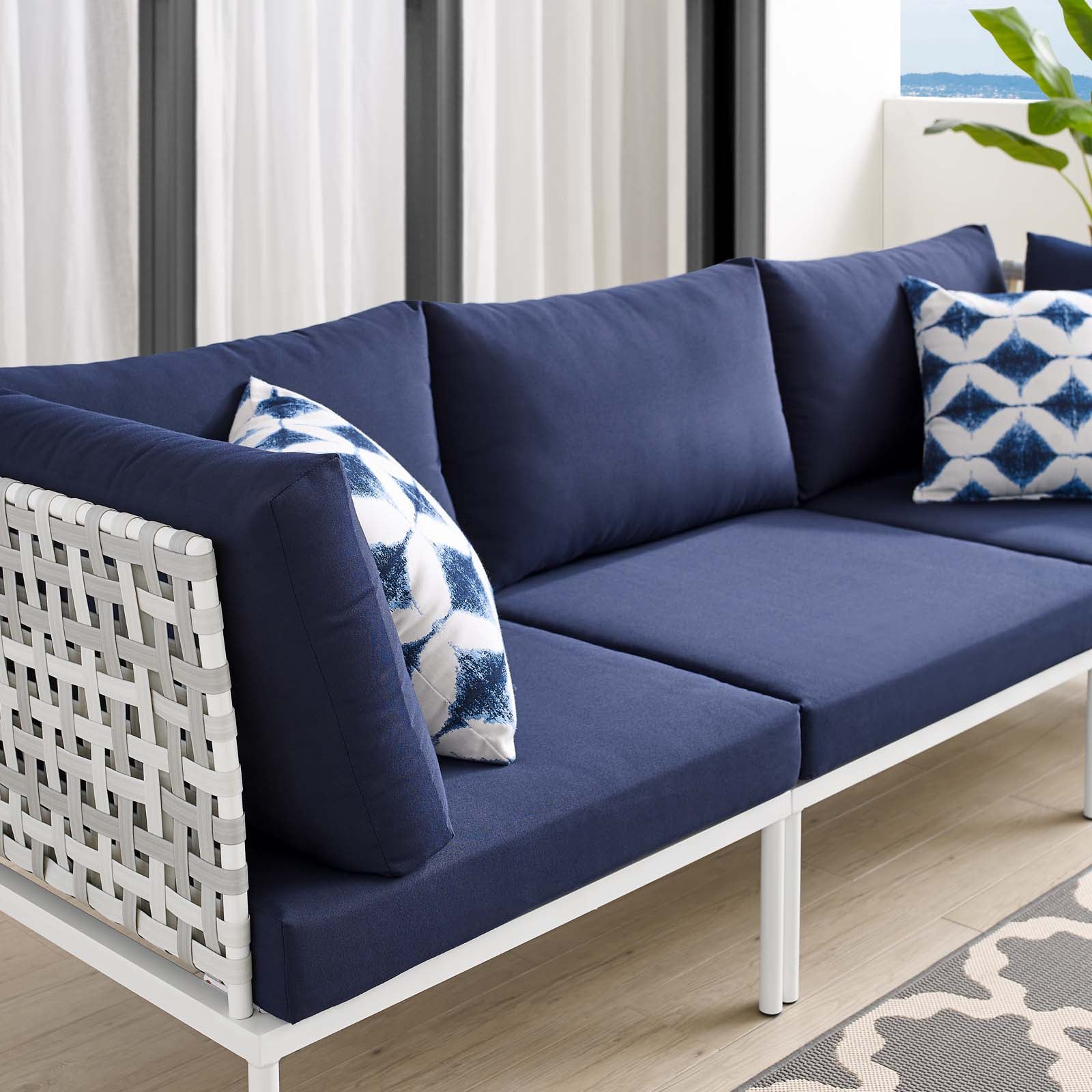 Navy blue outdoor discount couch