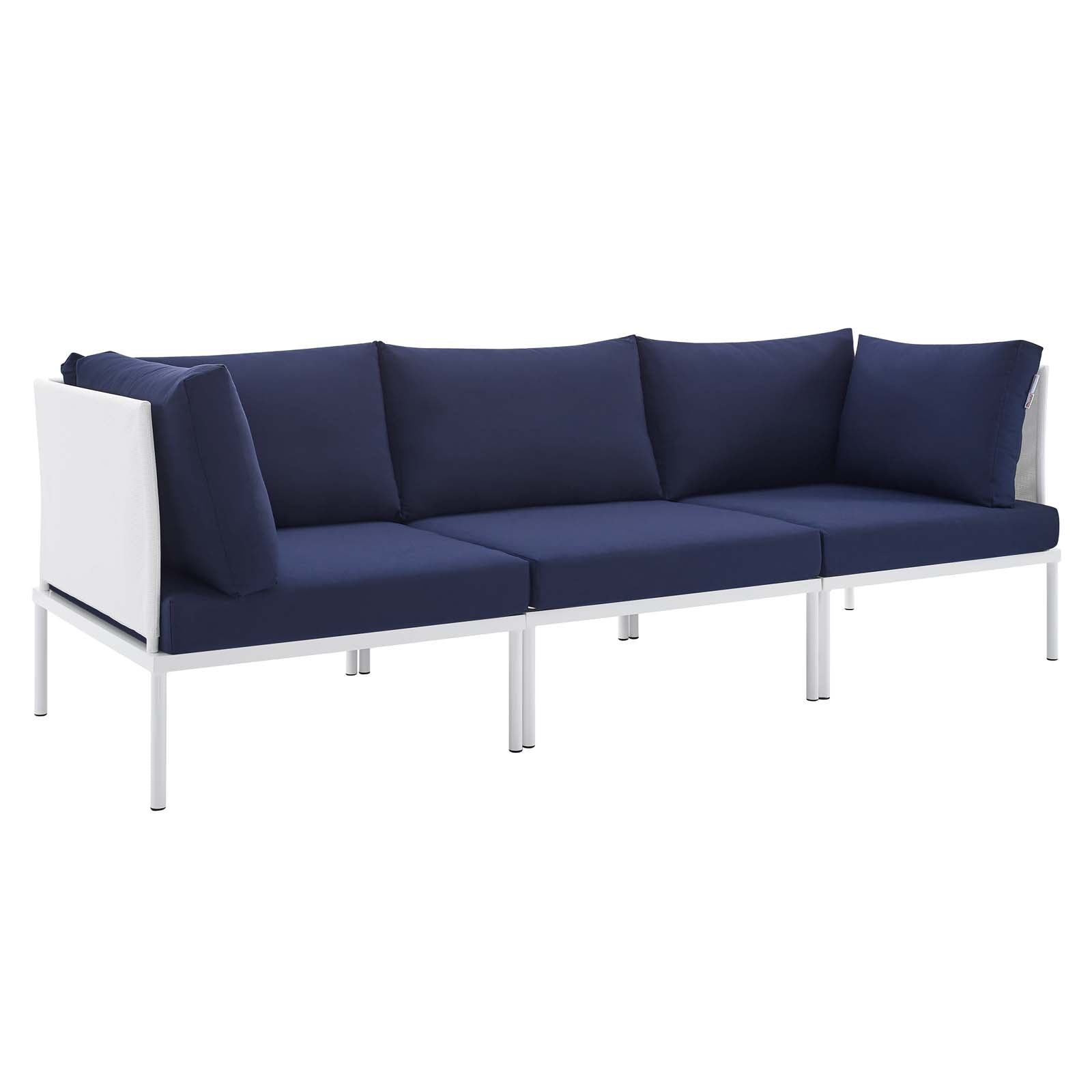 Modway Outdoor Sofas - Harmony Sunbrella Outdoor Patio Aluminum Sofa White Navy