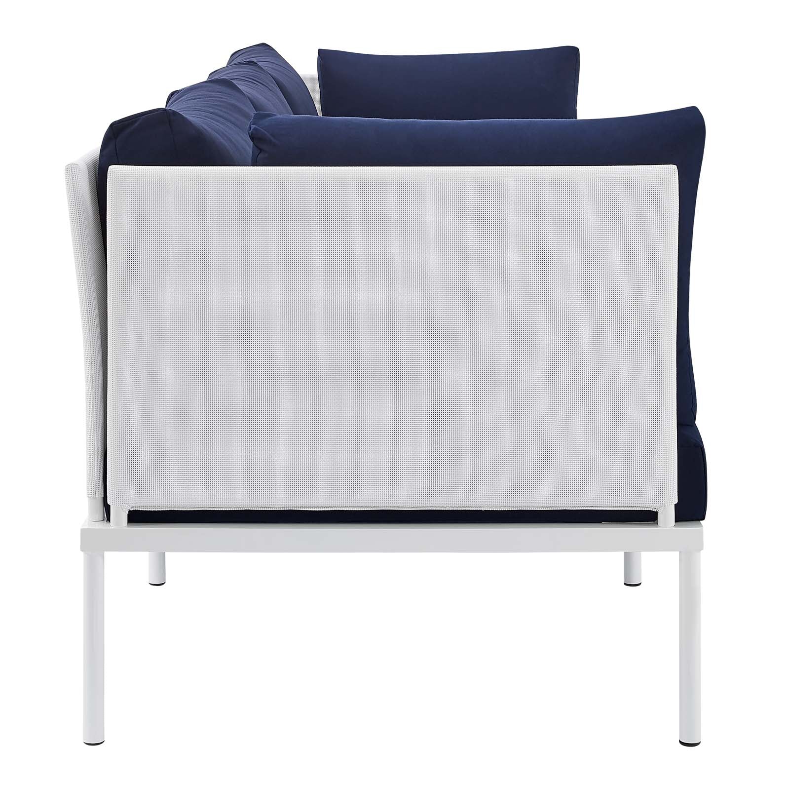 Modway Outdoor Sofas - Harmony Sunbrella Outdoor Patio Aluminum Sofa White Navy