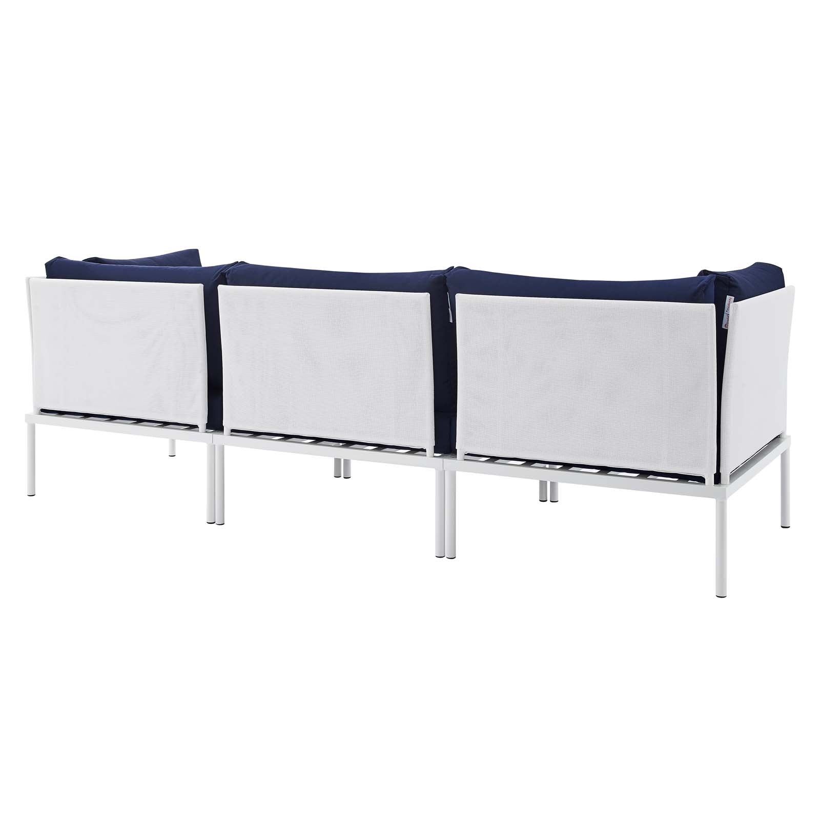 Modway Outdoor Sofas - Harmony Sunbrella Outdoor Patio Aluminum Sofa White Navy