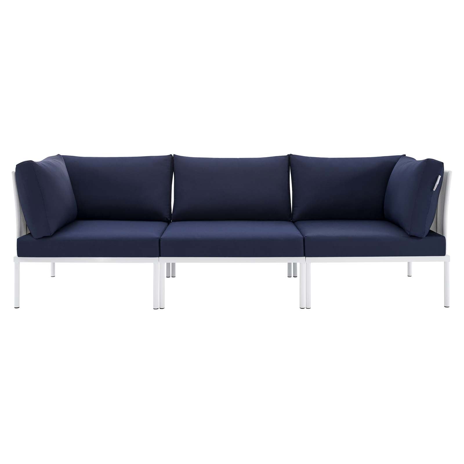 Modway Outdoor Sofas - Harmony Sunbrella Outdoor Patio Aluminum Sofa White Navy