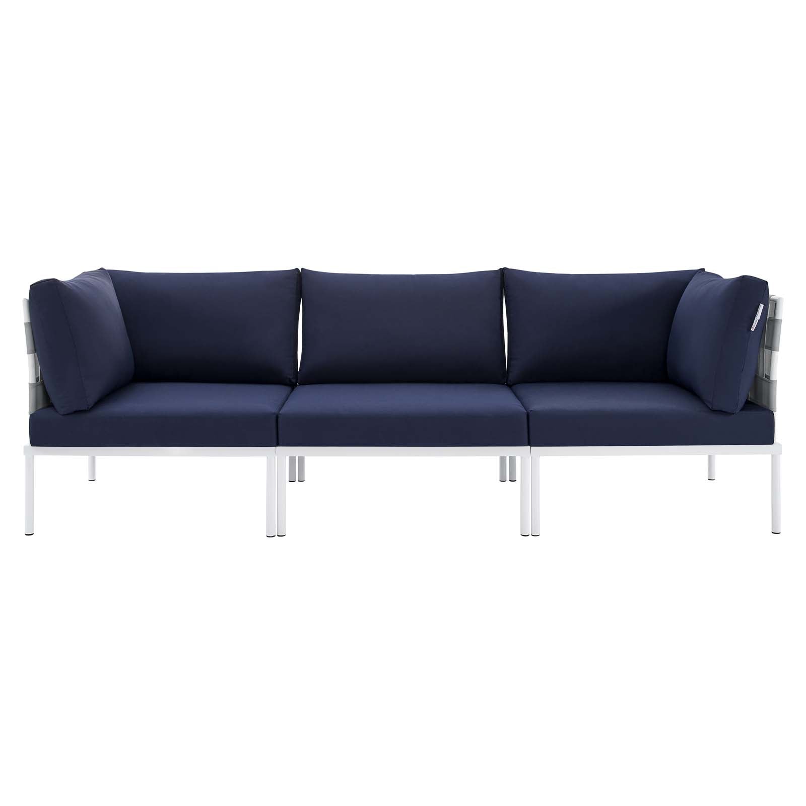 Modway Outdoor Sofas - Harmony Sunbrella Outdoor Patio Aluminum Sofa Gray Navy