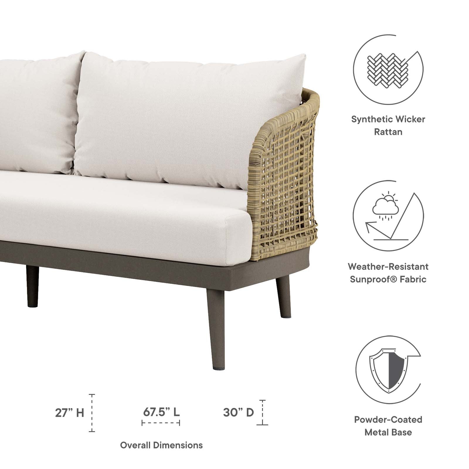 Modway Outdoor Sofas - Meadow Outdoor Patio Sofa Natural White