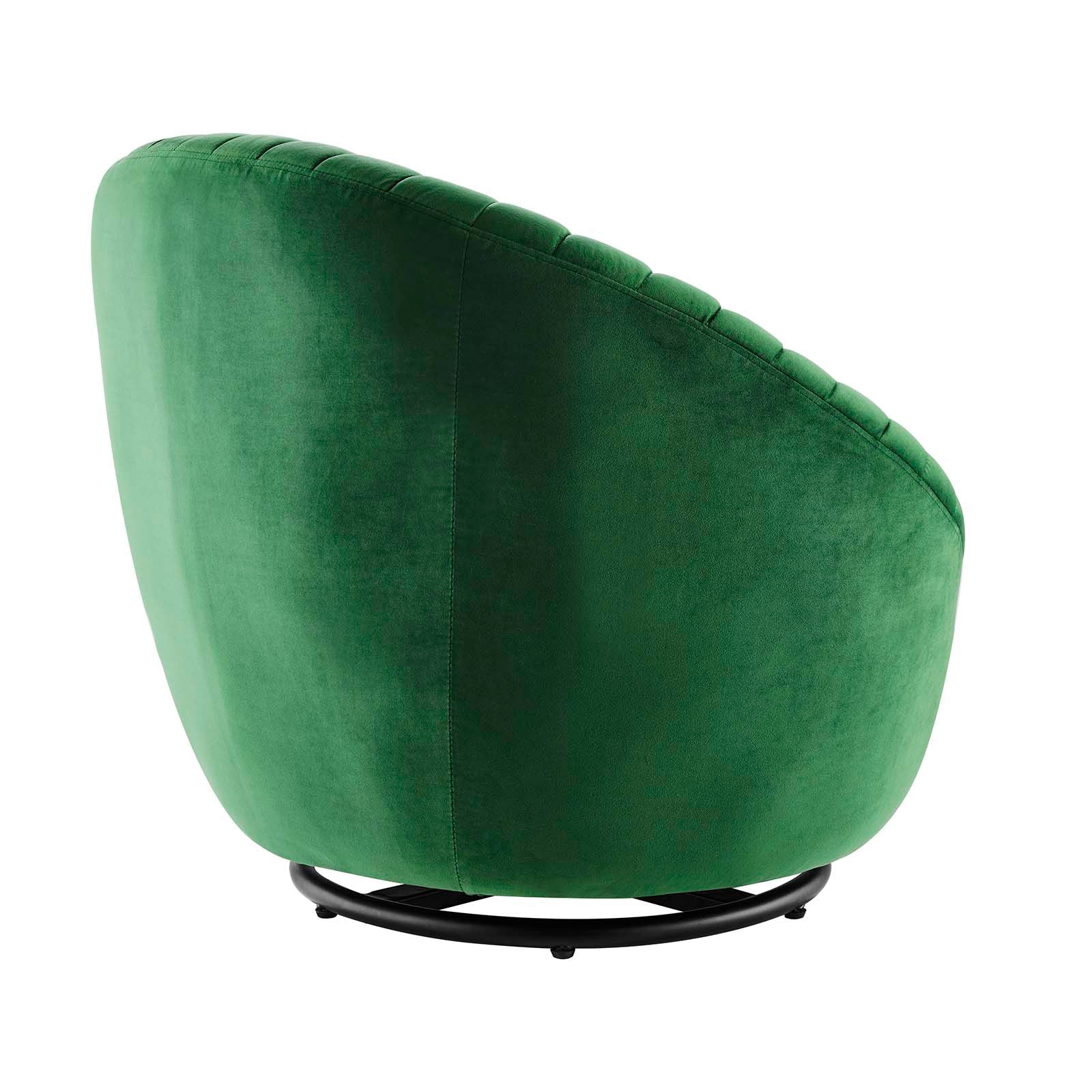Modway Accent Chairs - Whirr Tufted Performance Velvet Performance Velvet Swivel Chair Black Emerald