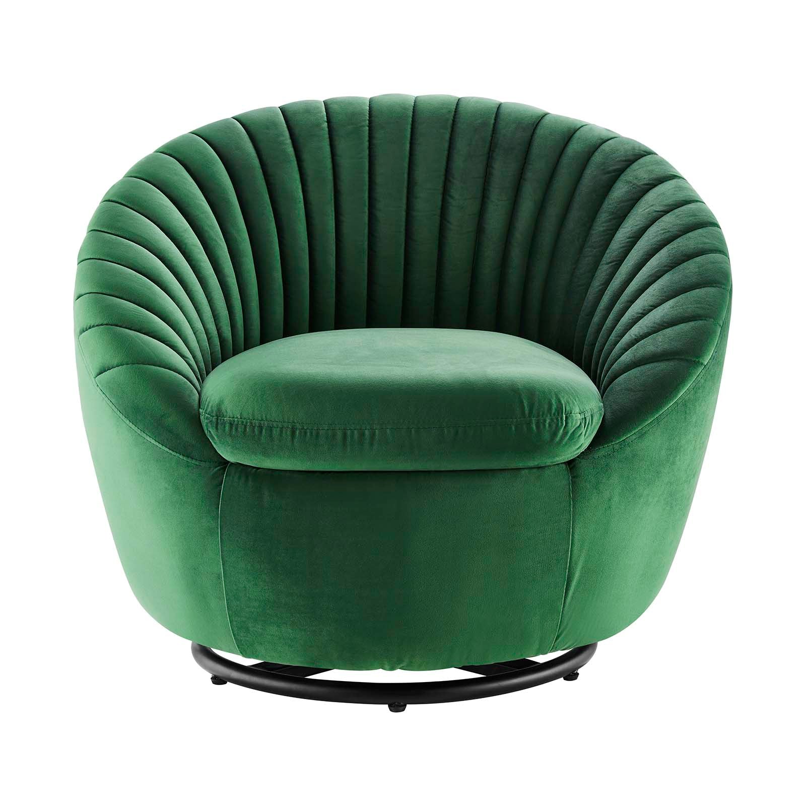 Modway Accent Chairs - Whirr Tufted Performance Velvet Performance Velvet Swivel Chair Black Emerald