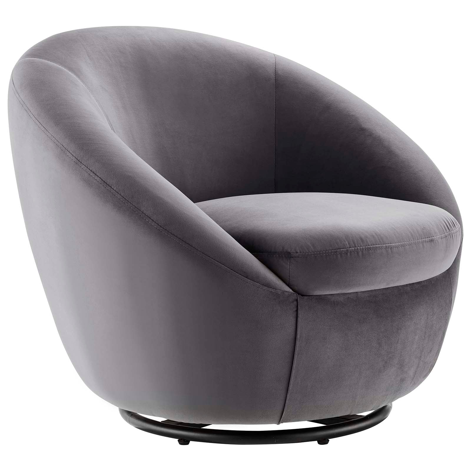 Modway Accent Chairs - Buttercup Performance Velvet Performance Velvet Swivel Chair Black Gray