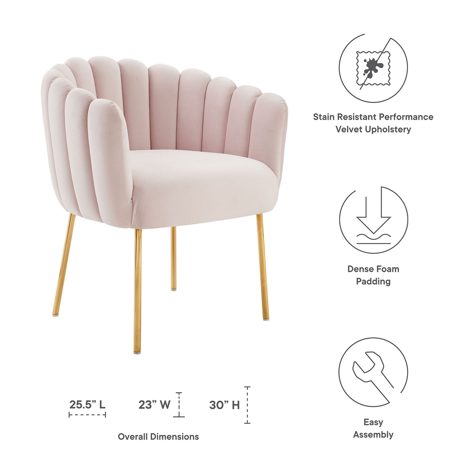 Pink velvet scallop discount armchair