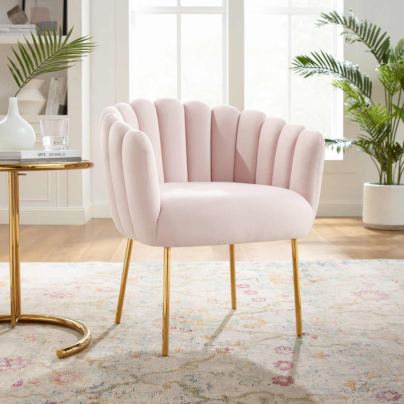 Pink discount tufted armchair