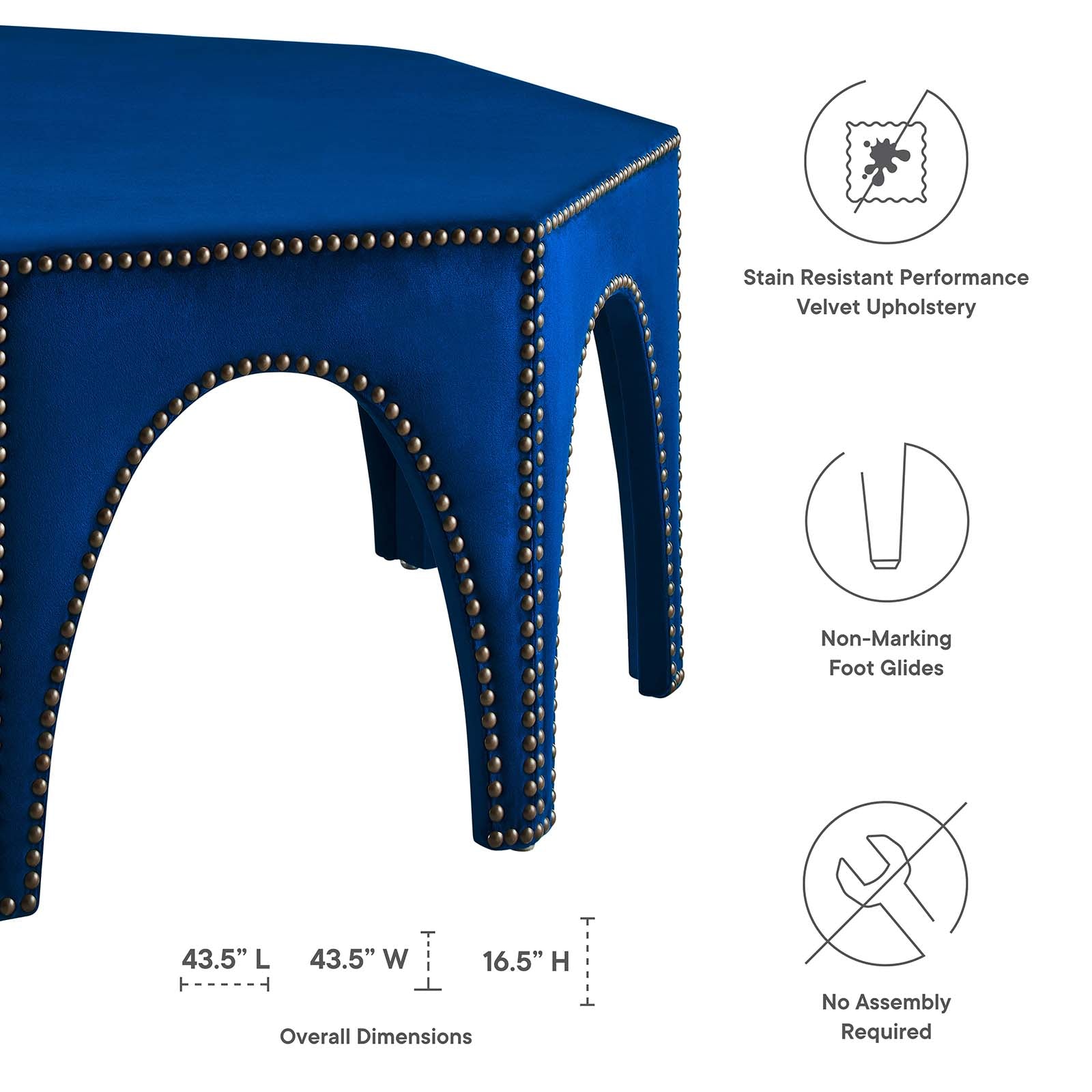 Modway Ottomans & Stools - Victory Performance Velvet Ottoman Navy