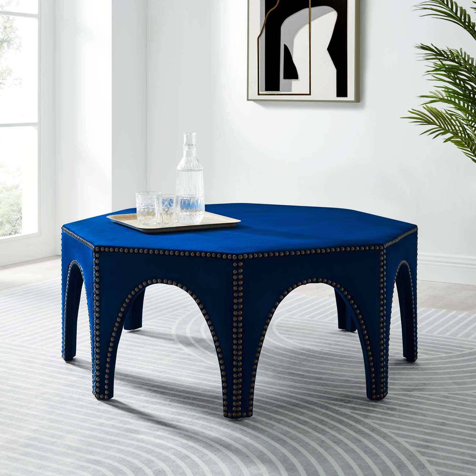 Modway Ottomans & Stools - Victory Performance Velvet Ottoman Navy