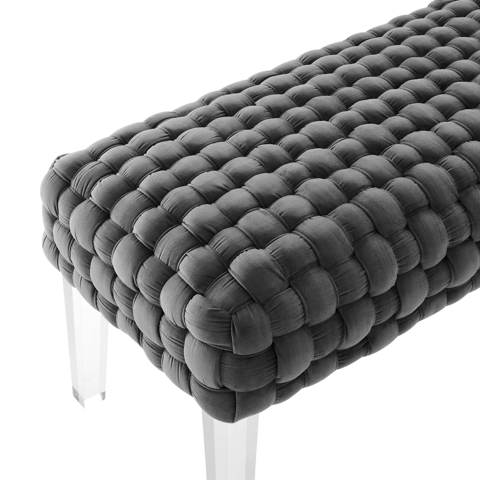 Modway Ottomans & Stools - Prologue Woven Performance Velvet Ottoman Gray