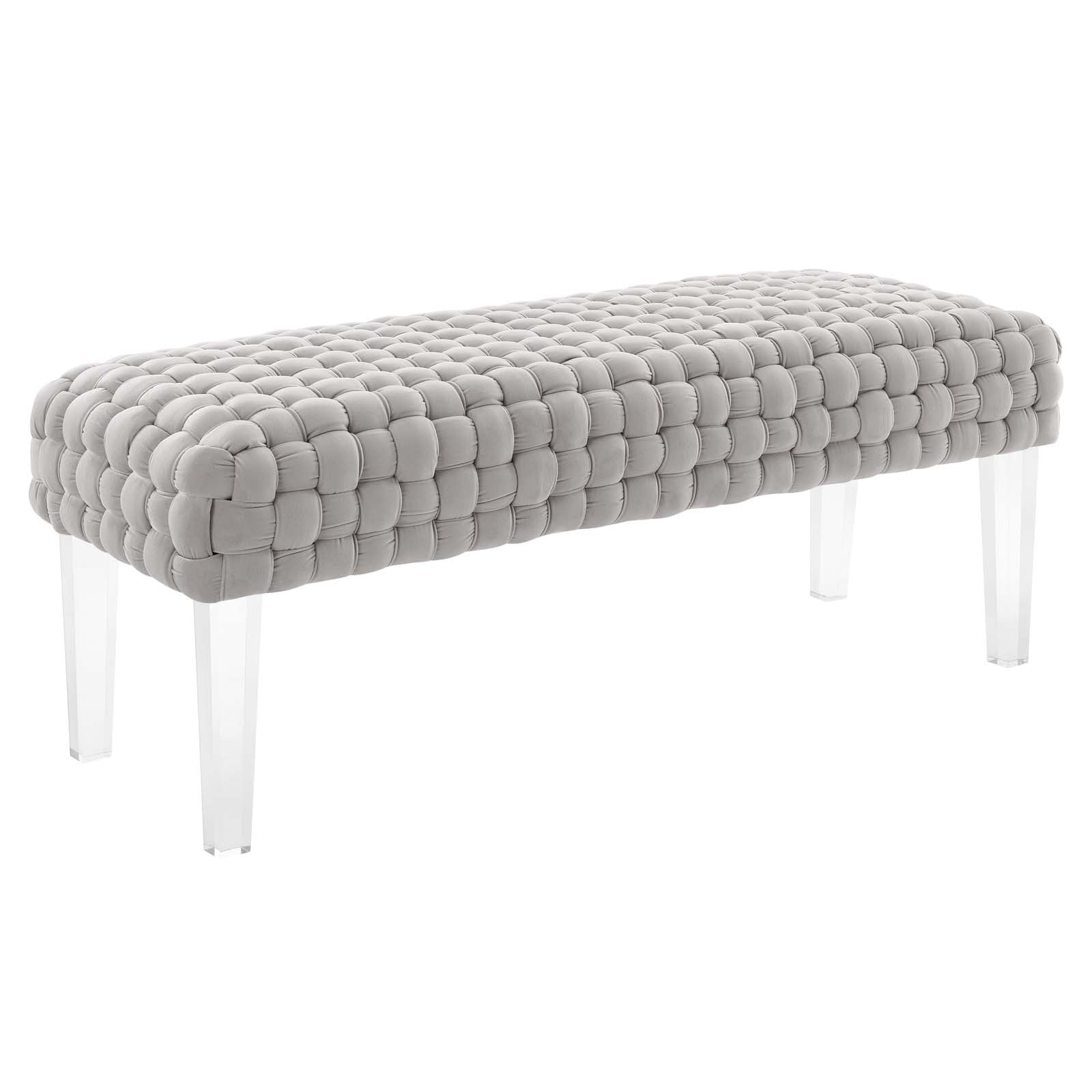 Modway Ottomans & Stools - Prologue Woven Performance Velvet Ottoman Light Gray