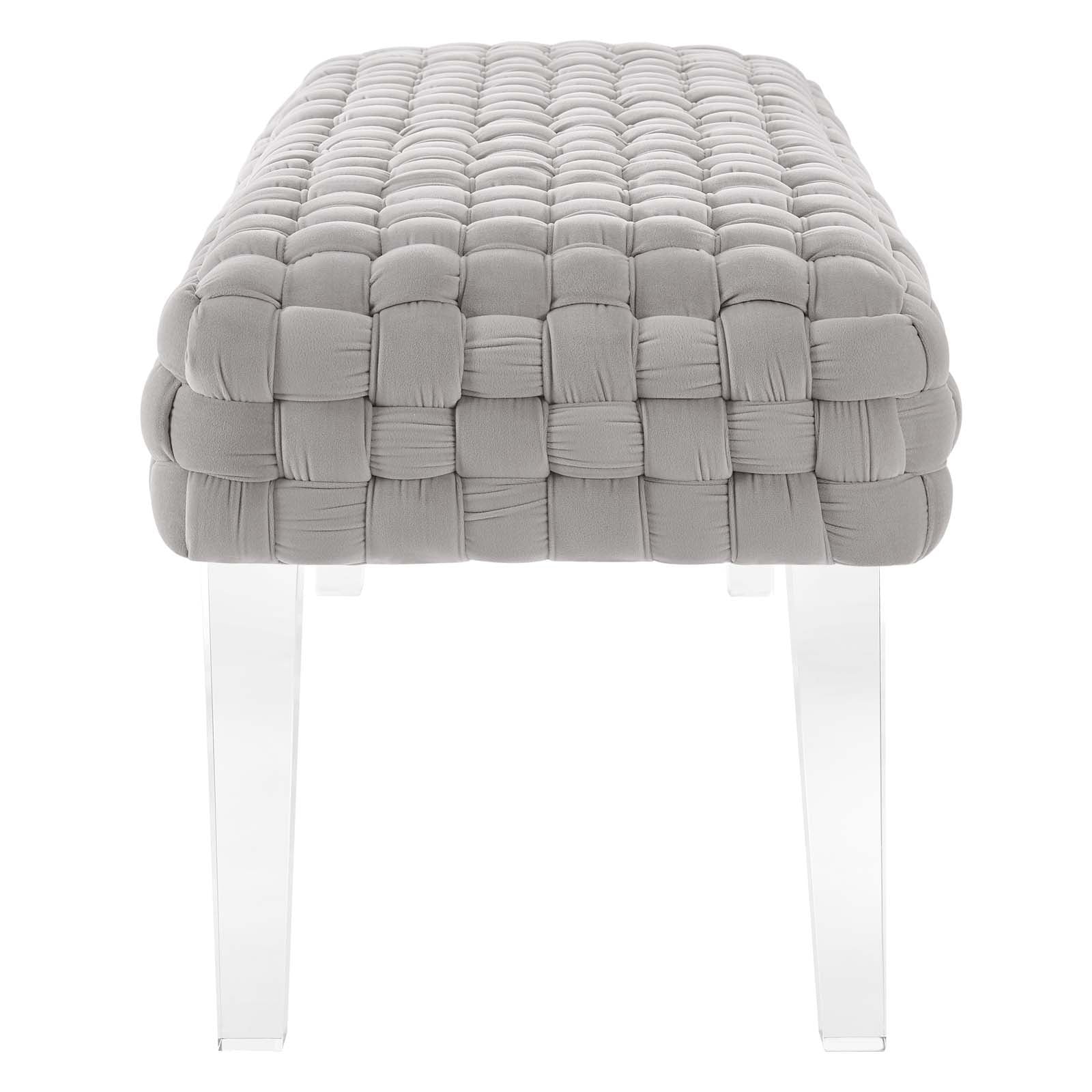 Modway Ottomans & Stools - Prologue Woven Performance Velvet Ottoman Light Gray