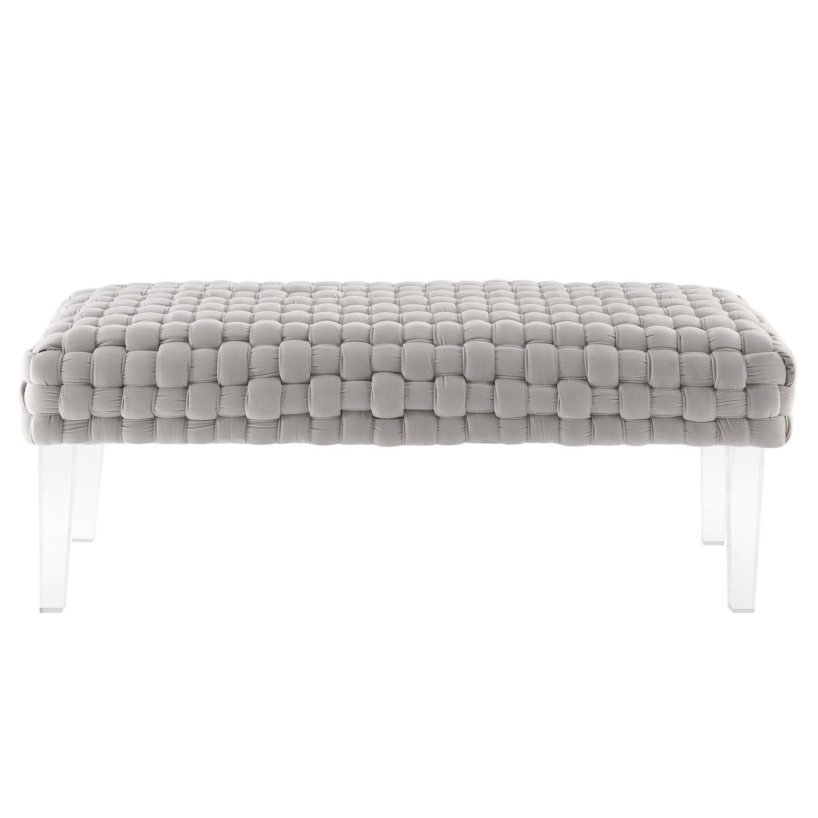 Modway Ottomans & Stools - Prologue Woven Performance Velvet Ottoman Light Gray