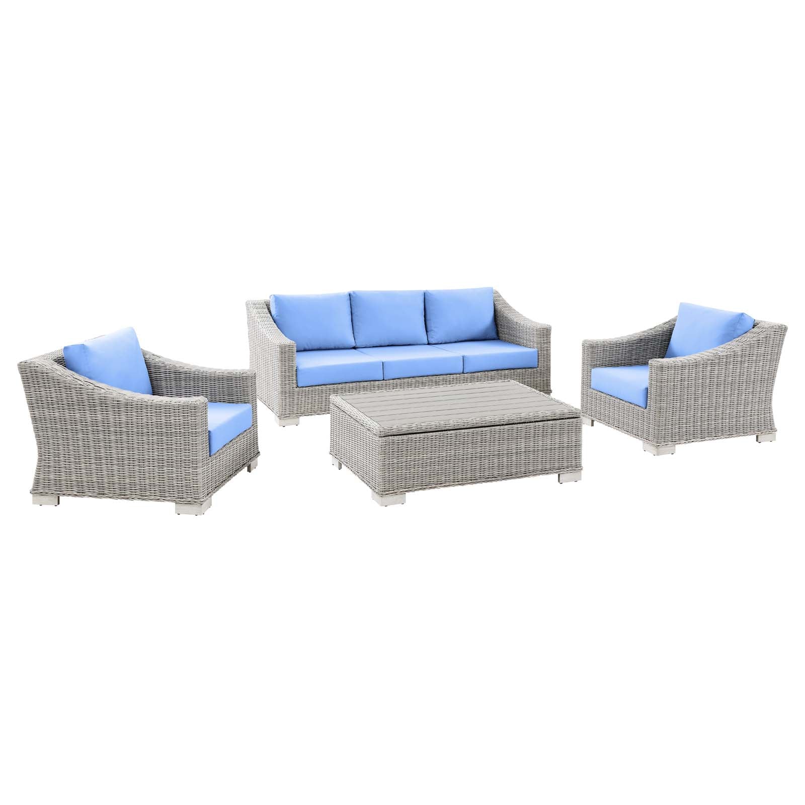 Grey rattan 4 piece set hot sale