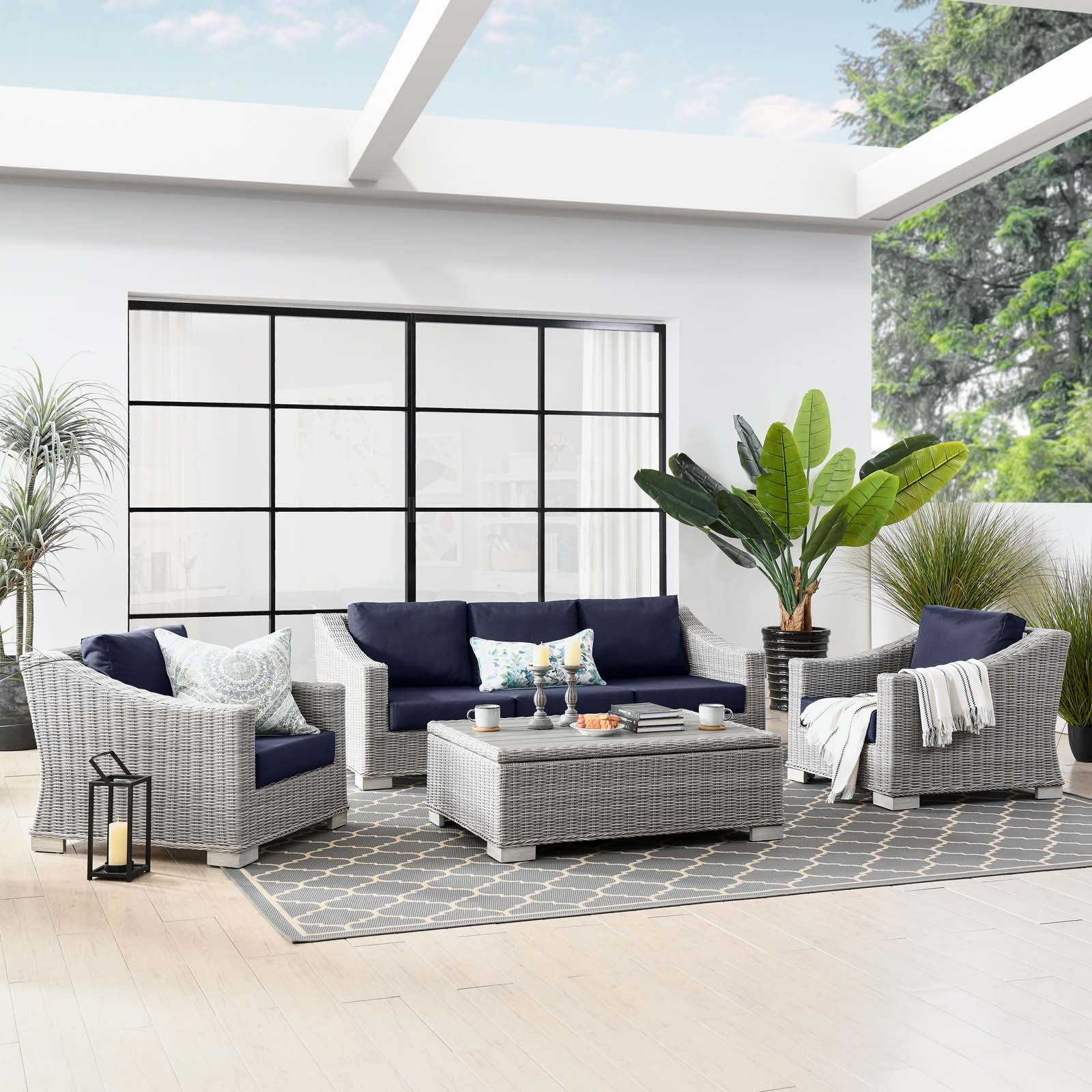 Navy wicker patio online furniture