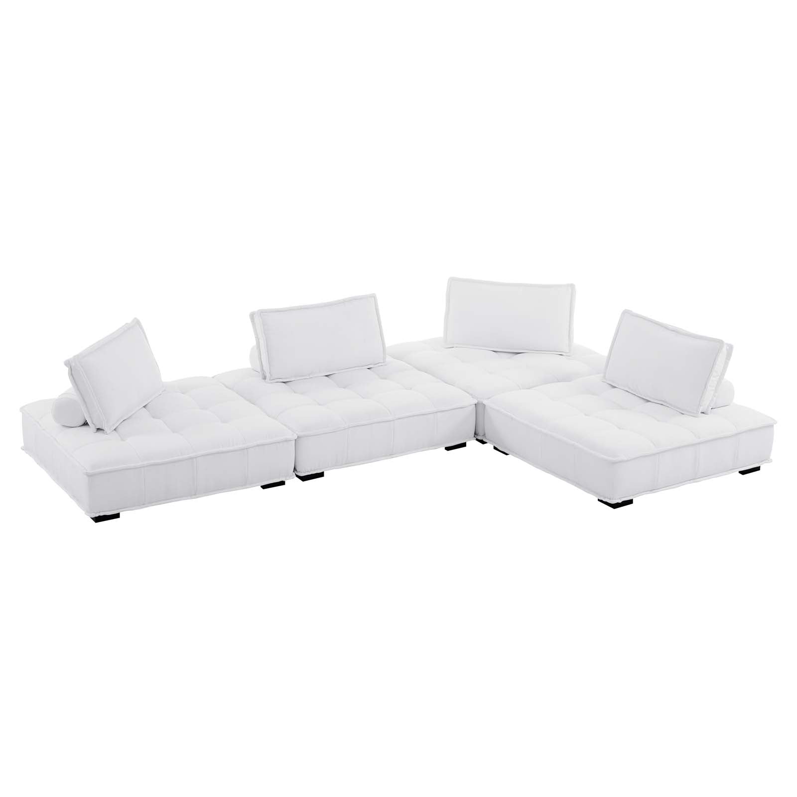 Modway Sectional Sofas - Saunter Tufted Fabric Fabric 4-Piece Sectional Sofa White