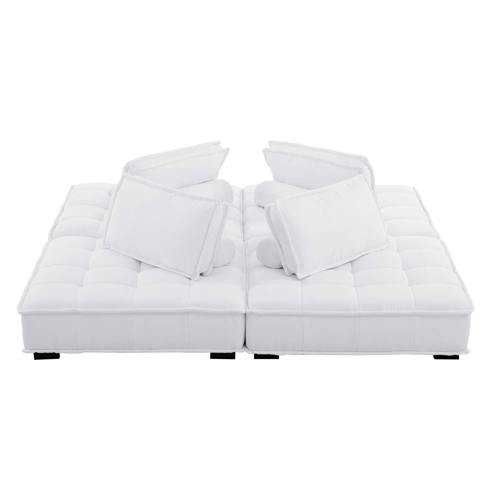 Modway Sectional Sofas - Saunter Tufted Fabric Fabric 4-Piece Sectional Sofa White