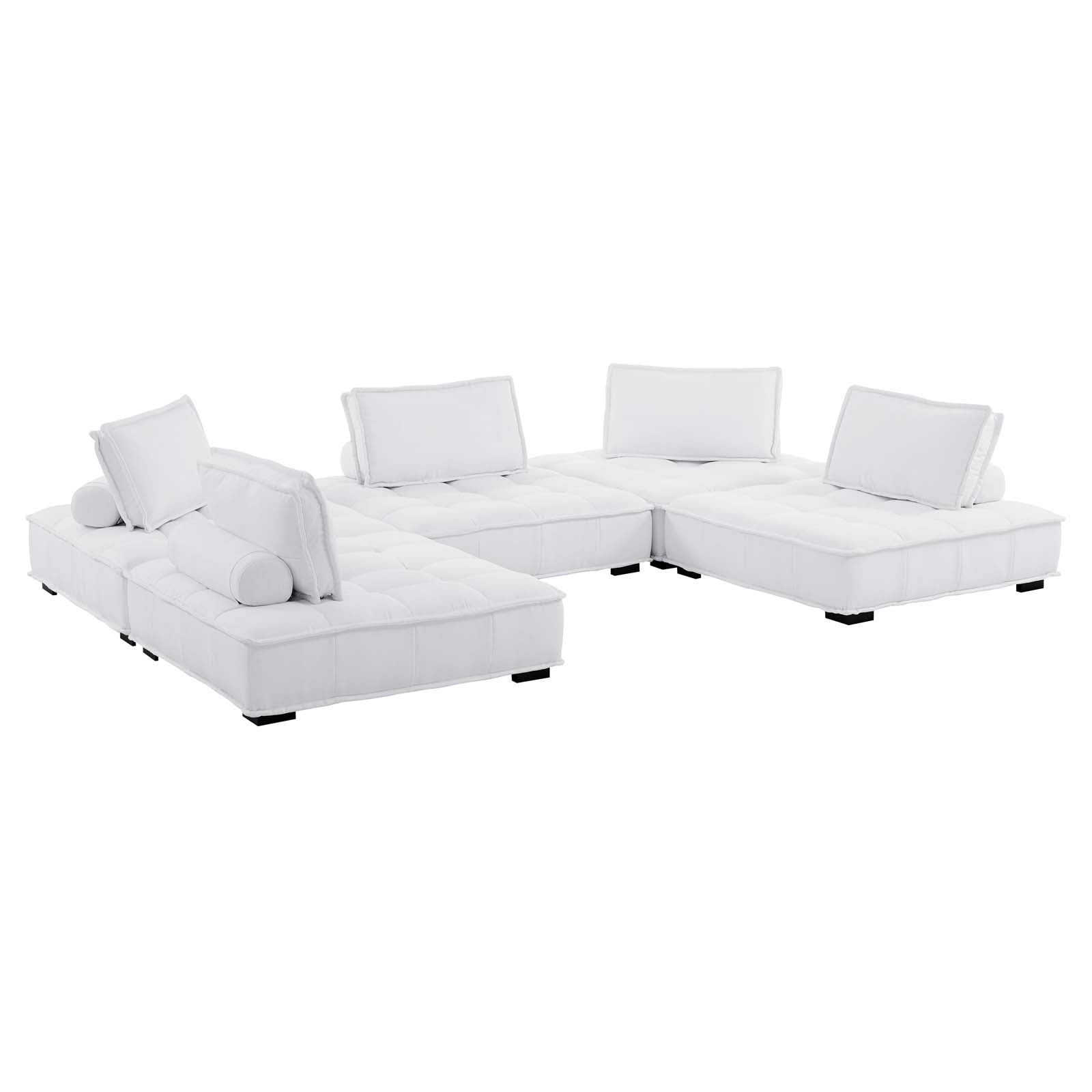 Modway Sectional Sofas - Saunter Tufted Fabric Fabric 5-Piece Sectional Sofa White