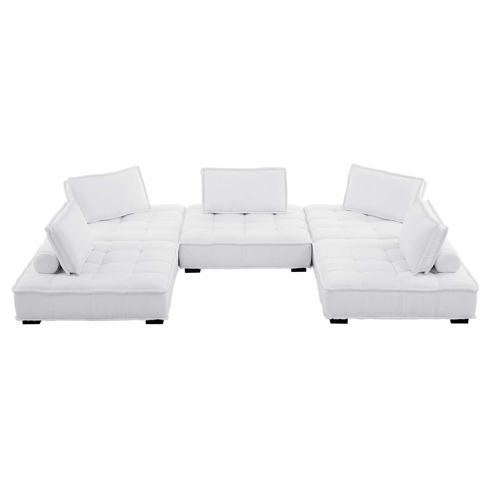 Modway Sectional Sofas - Saunter Tufted Fabric Fabric 5-Piece Sectional Sofa White