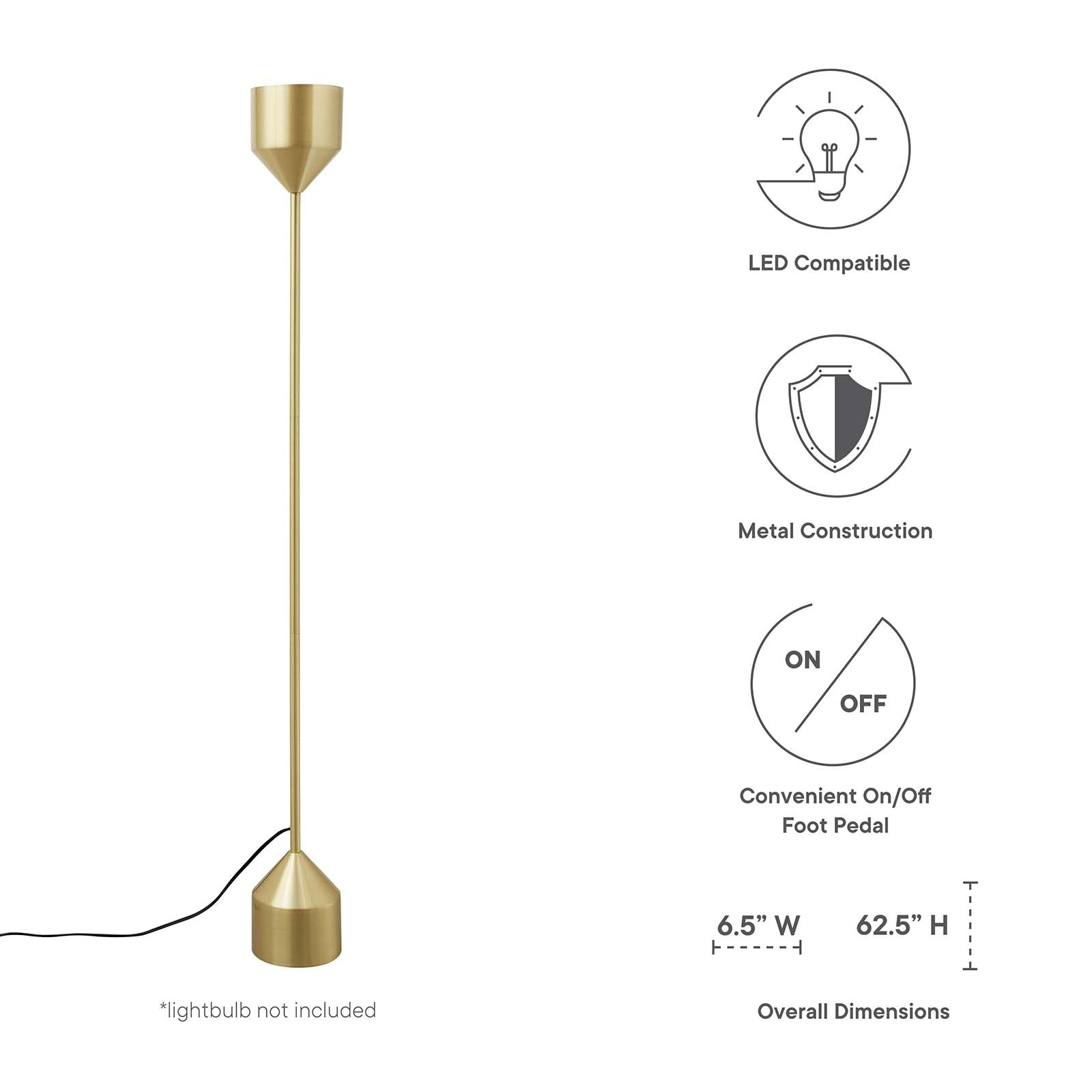 Modway Floor Lamps - Kara Standing Floor Lamp Gold