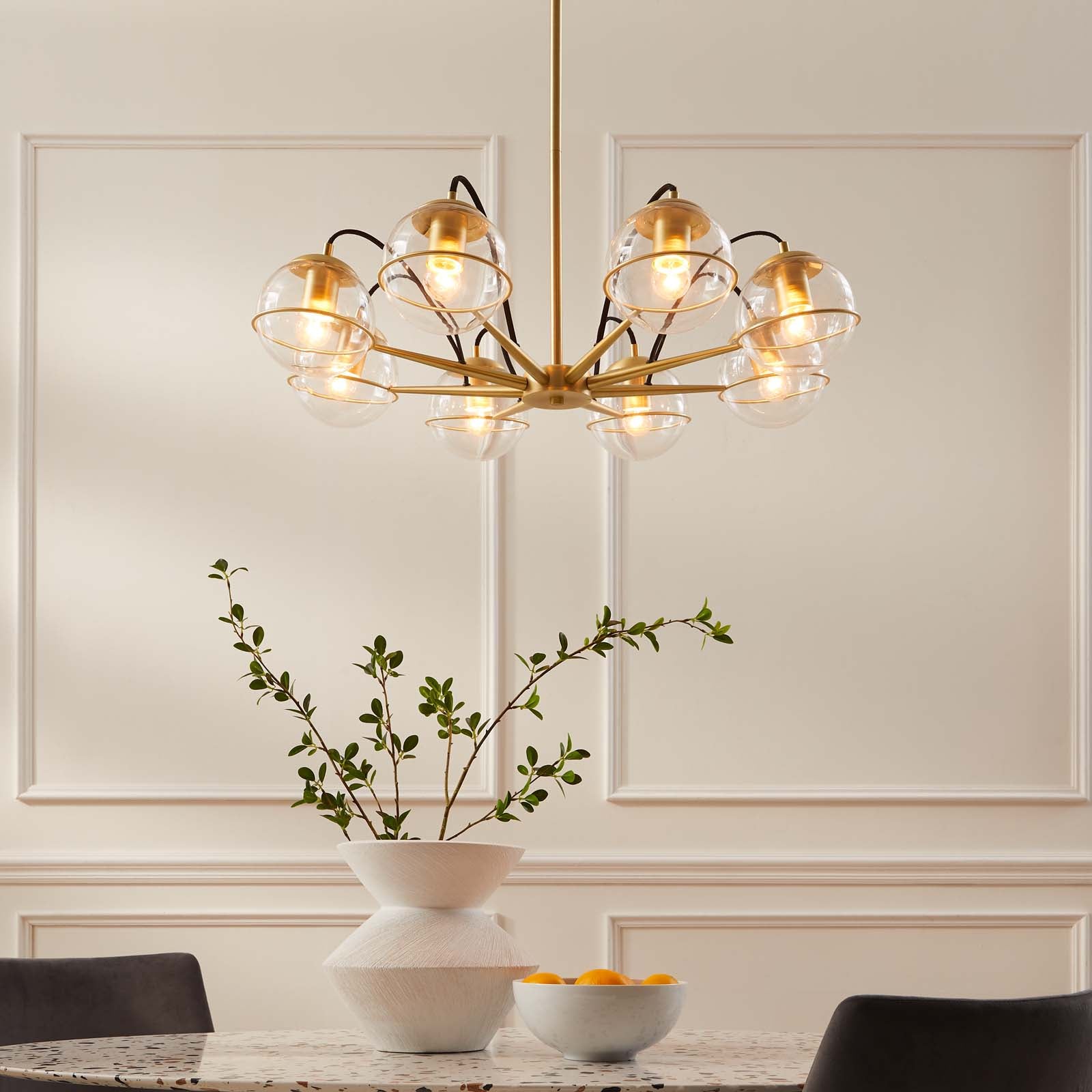 Modway Ceiling Lights - Hanna 8-Light Chandelier Clear Gold