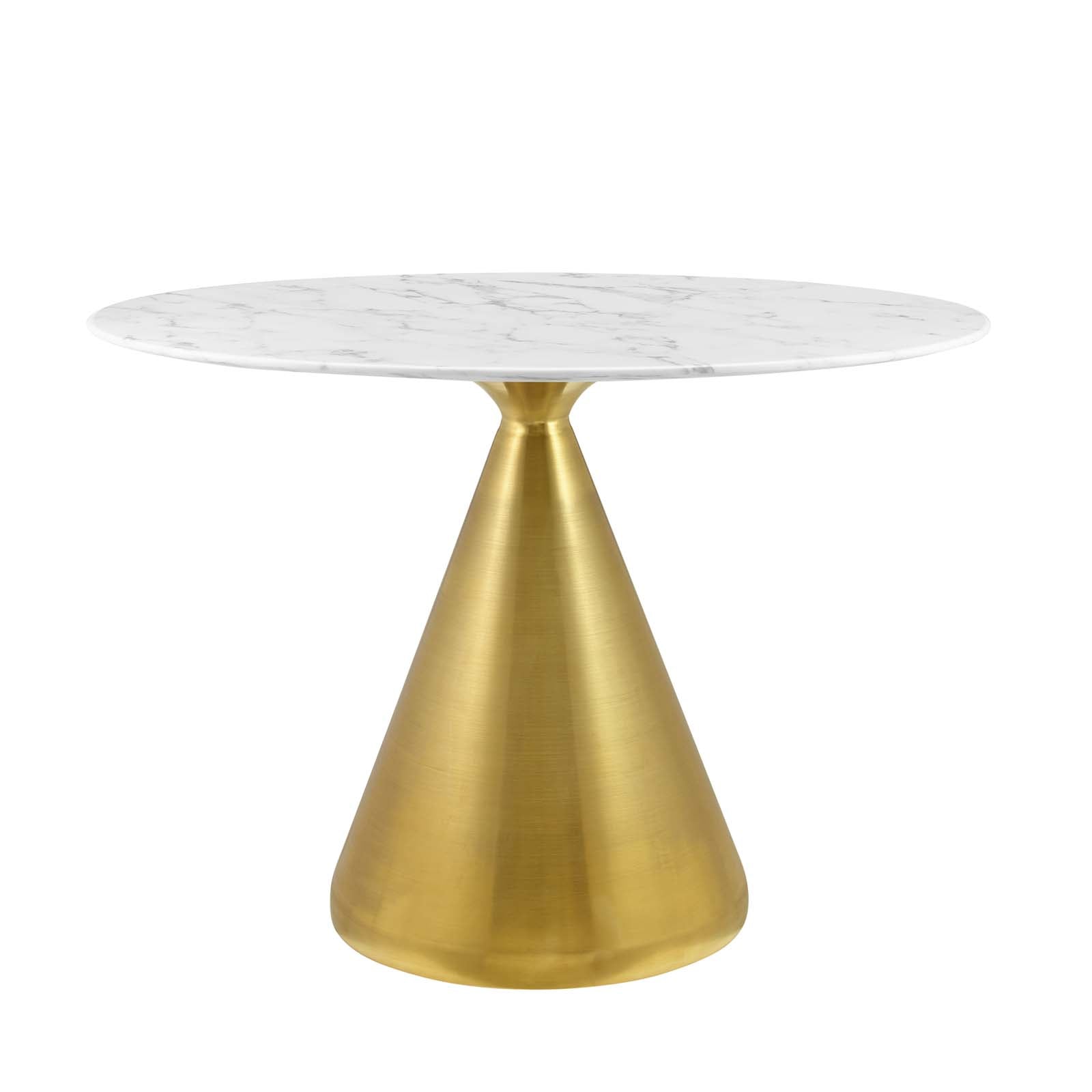 Modway Dining Tables - Tupelo 42" Oval Artificial Marble Dining Table Gold White