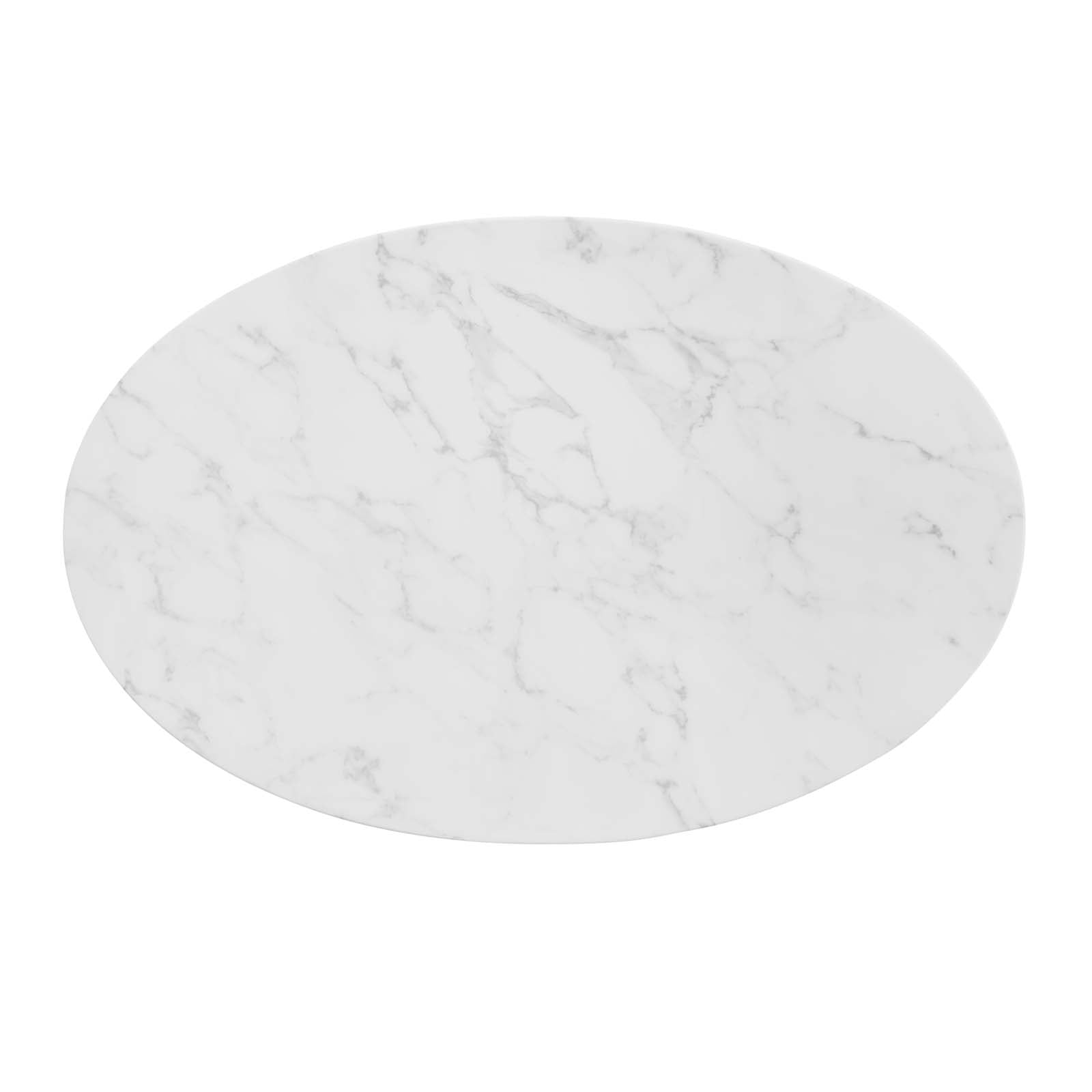 Modway Dining Tables - Tupelo 42" Oval Artificial Marble Dining Table Gold White