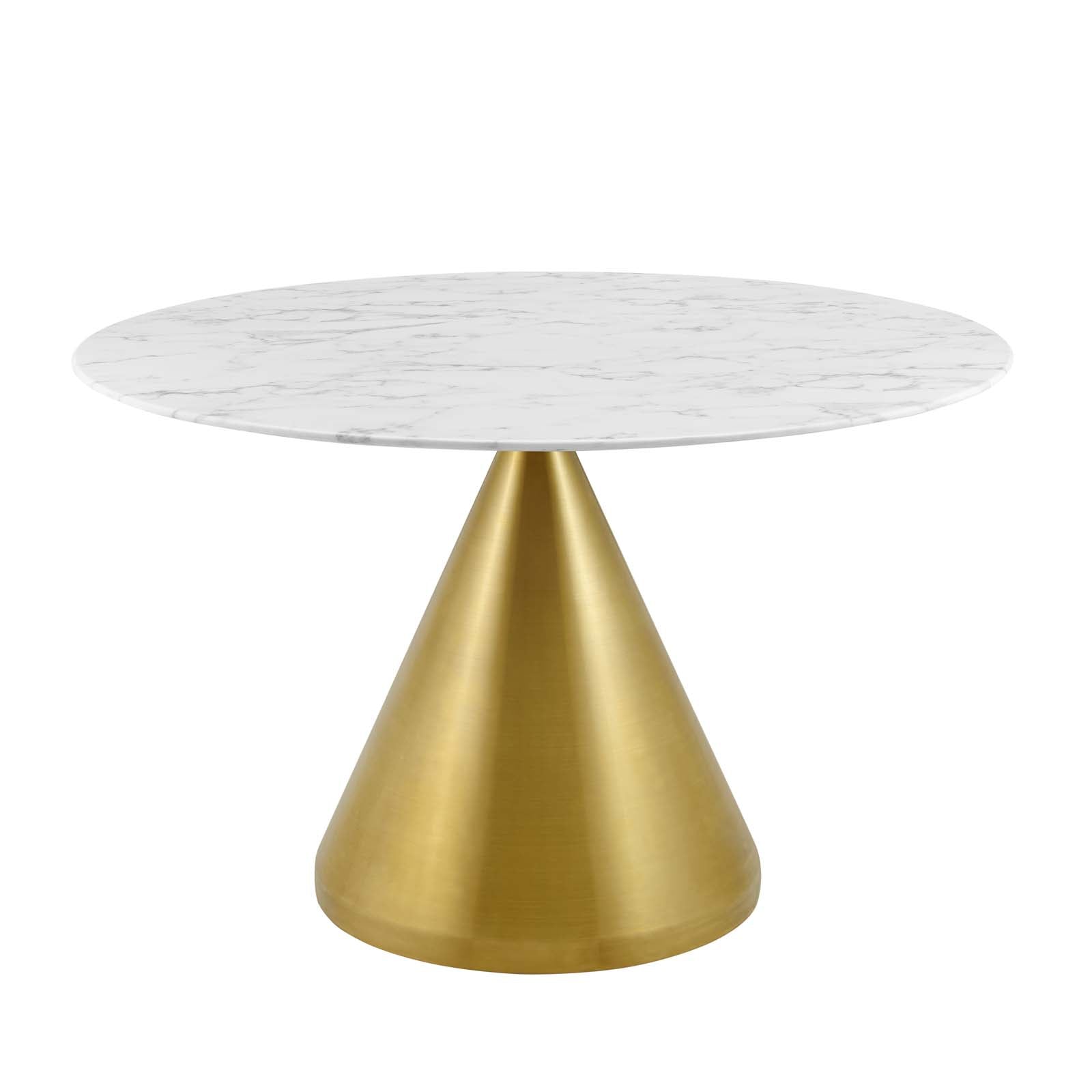 Modway Dining Tables - Tupelo 47" Artificial Marble Dining Table Gold White