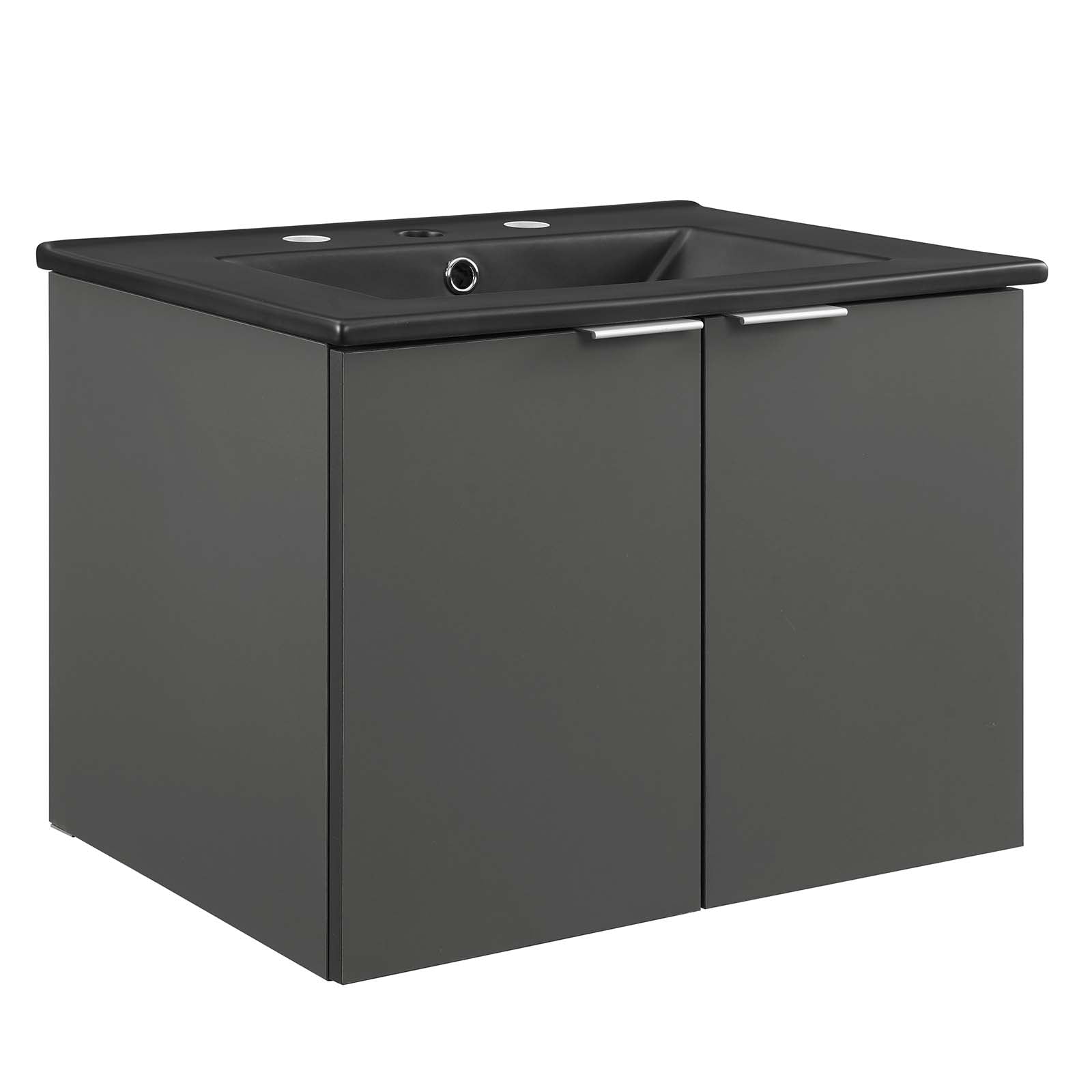 Modway Bathroom Vanity - Maybelle 24" Wall-Mount Bathroom Vanity Gray Black