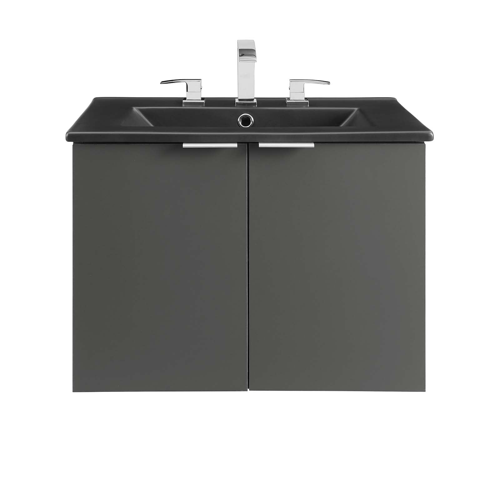 Modway Bathroom Vanity - Maybelle 24" Wall-Mount Bathroom Vanity Gray Black