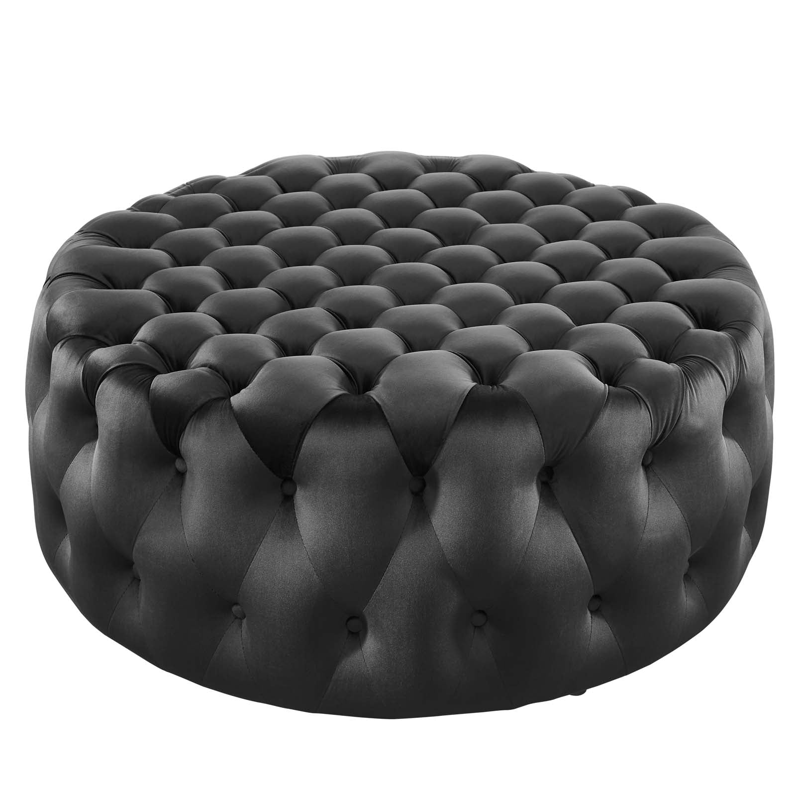 Modway Ottomans & Stools - Amour Tufted Button Large Round Performance Velvet Ottoman Black