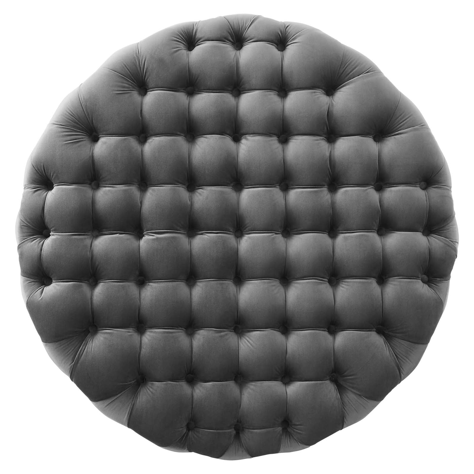 Modway Ottomans & Stools - Amour Tufted Button Large Round Performance Velvet Ottoman Gray