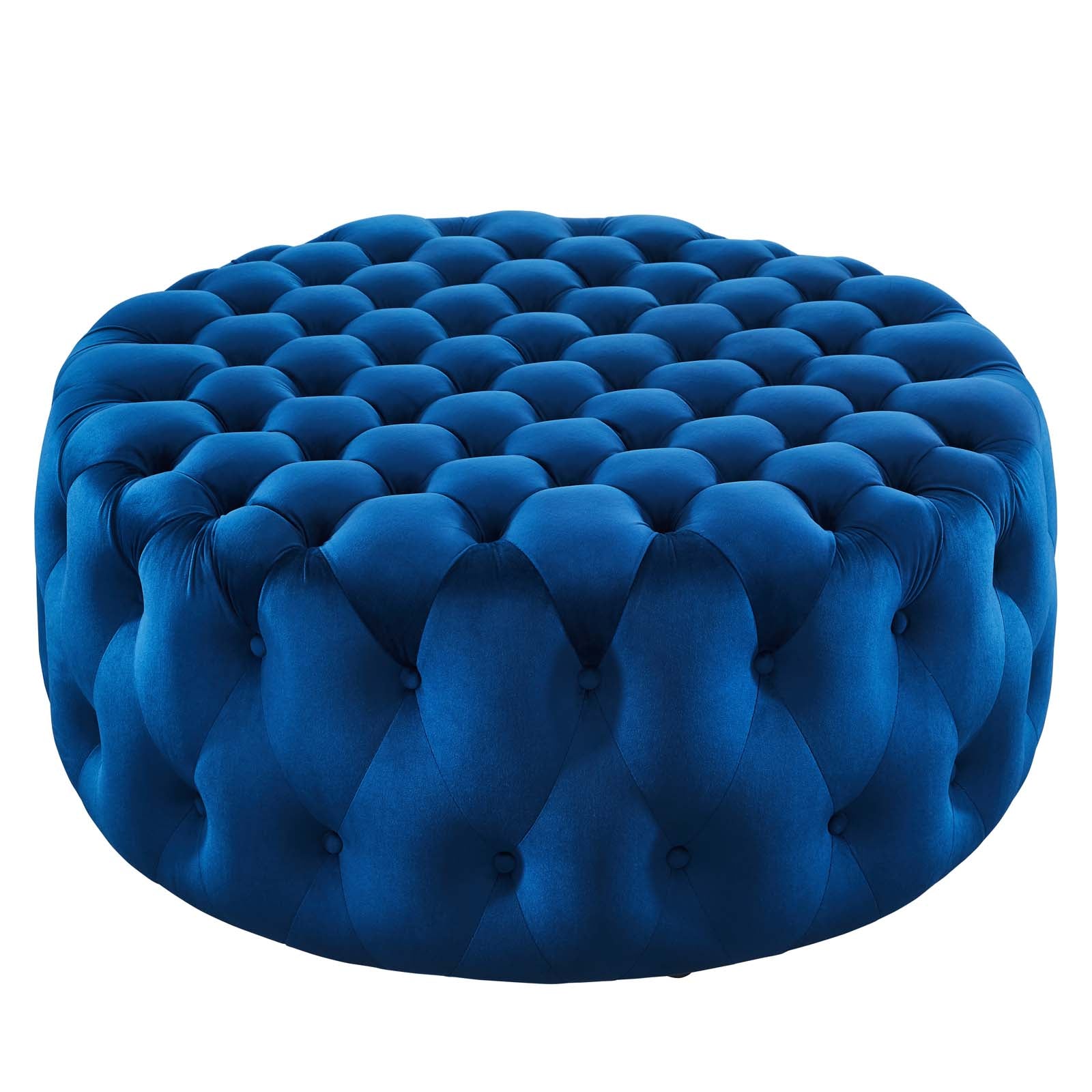 Modway Ottomans & Stools - Amour Tufted Button Large Round Performance Velvet Ottoman Navy