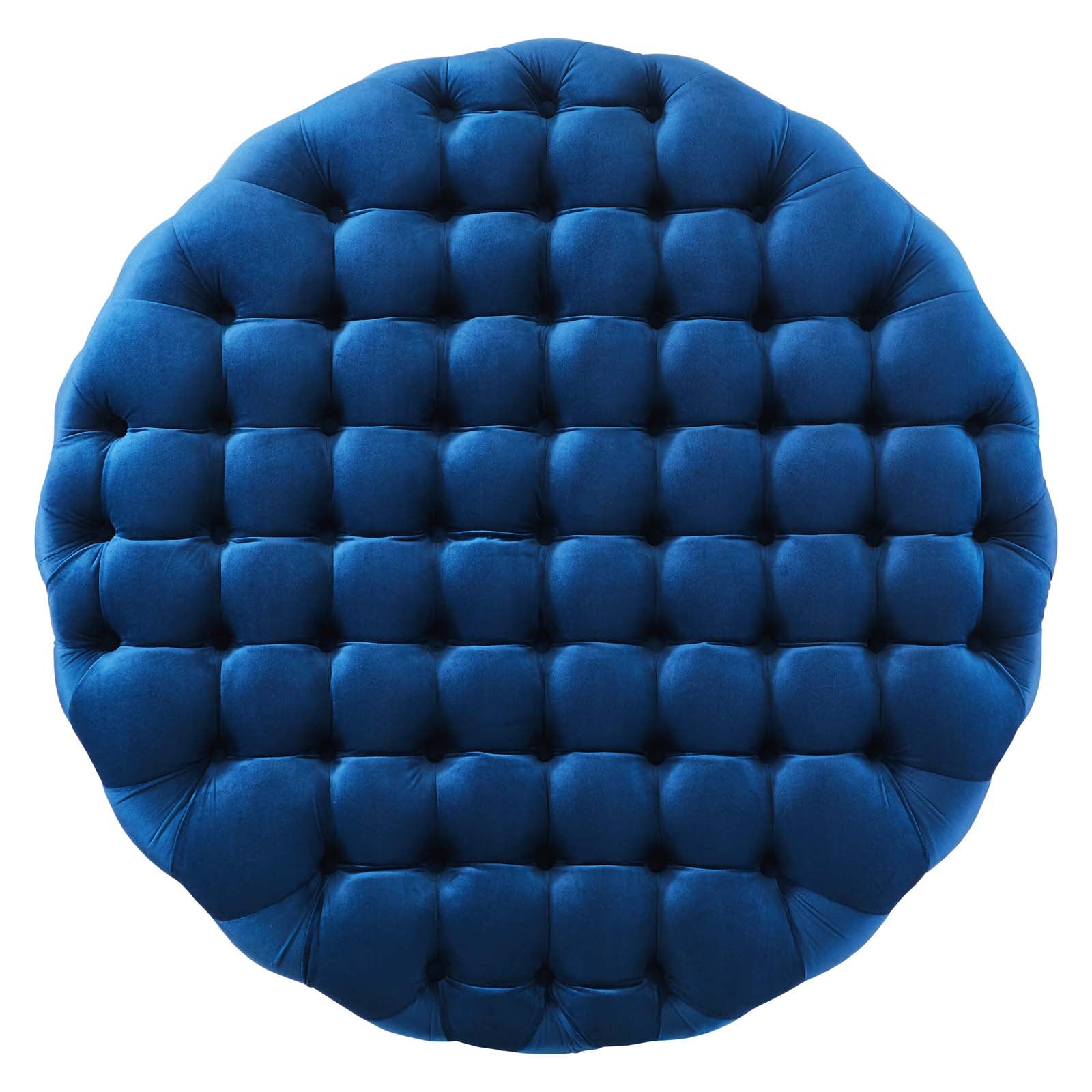 Modway Ottomans & Stools - Amour Tufted Button Large Round Performance Velvet Ottoman Navy